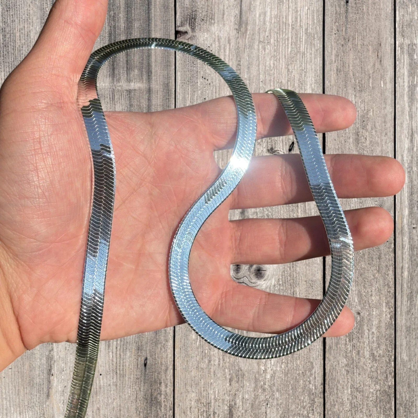 925 Sterling Silver 9mm Herringbone Chain Necklace - Image 5