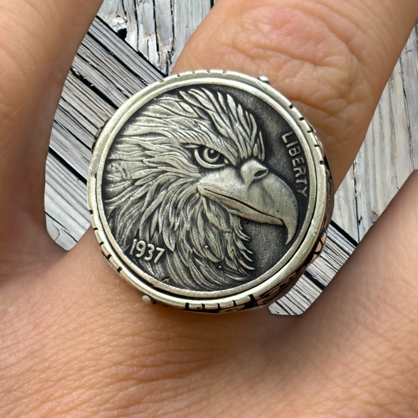 925 Sterling Silver American Eagle Ring - Image 2