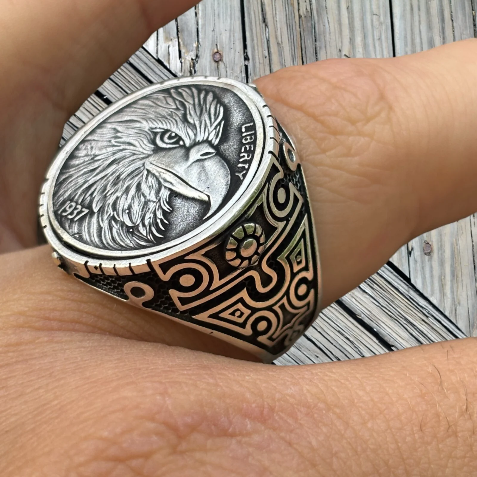 925 Sterling Silver American Eagle Ring - Image 3