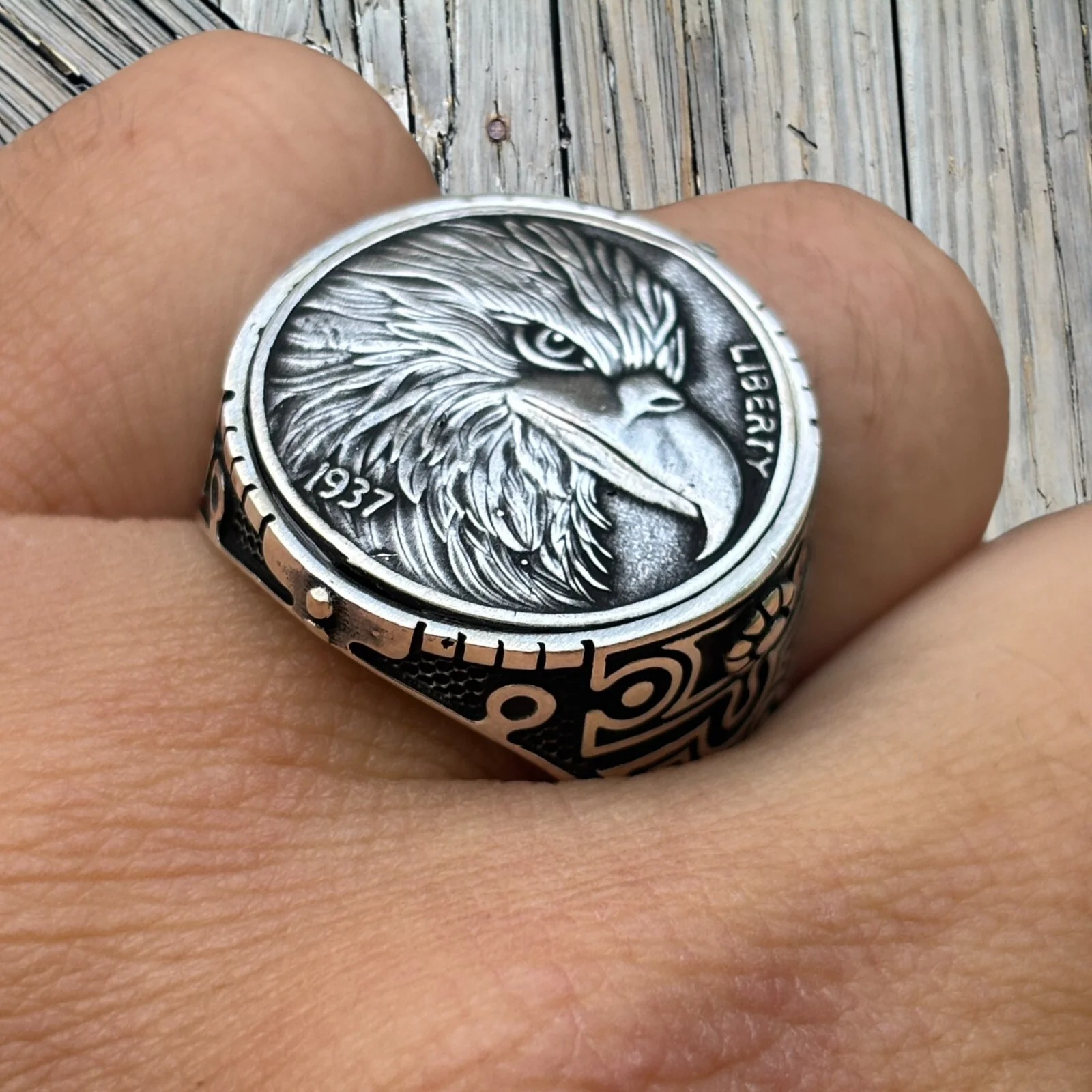 925 Sterling Silver American Eagle Ring - Image 4