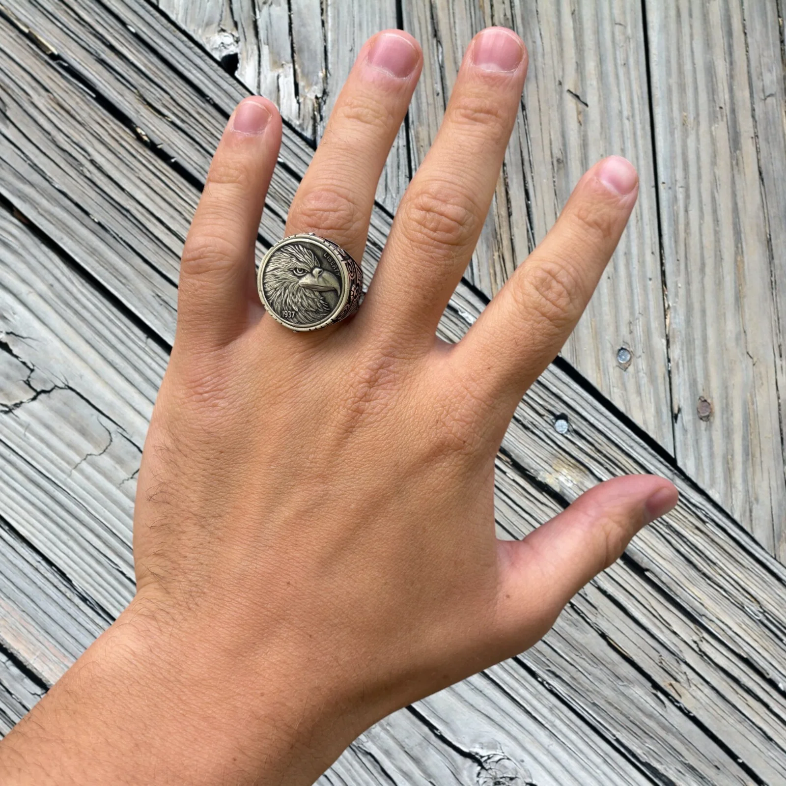 925 Sterling Silver American Eagle Ring - Image 5