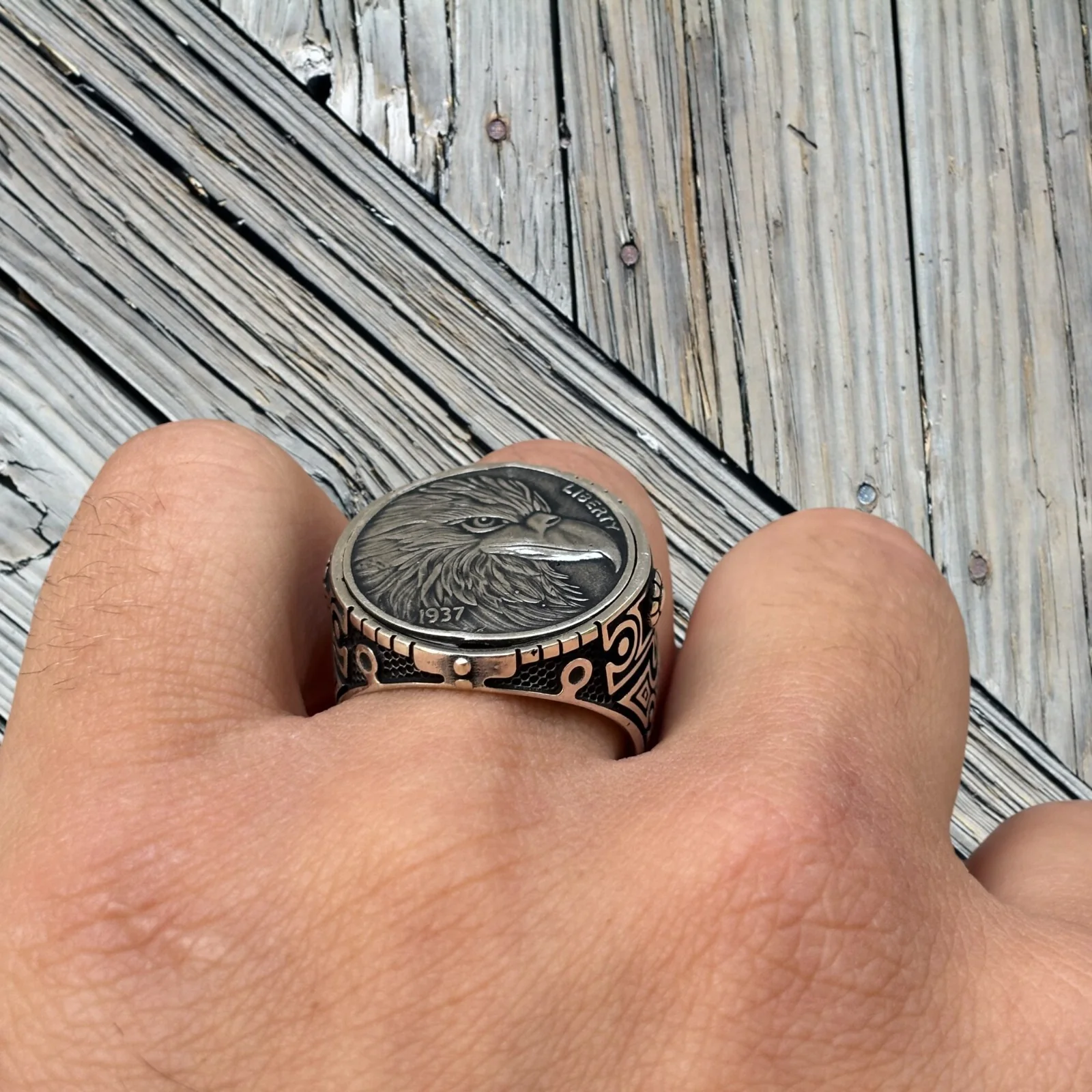 925 Sterling Silver American Eagle Ring - Image 6