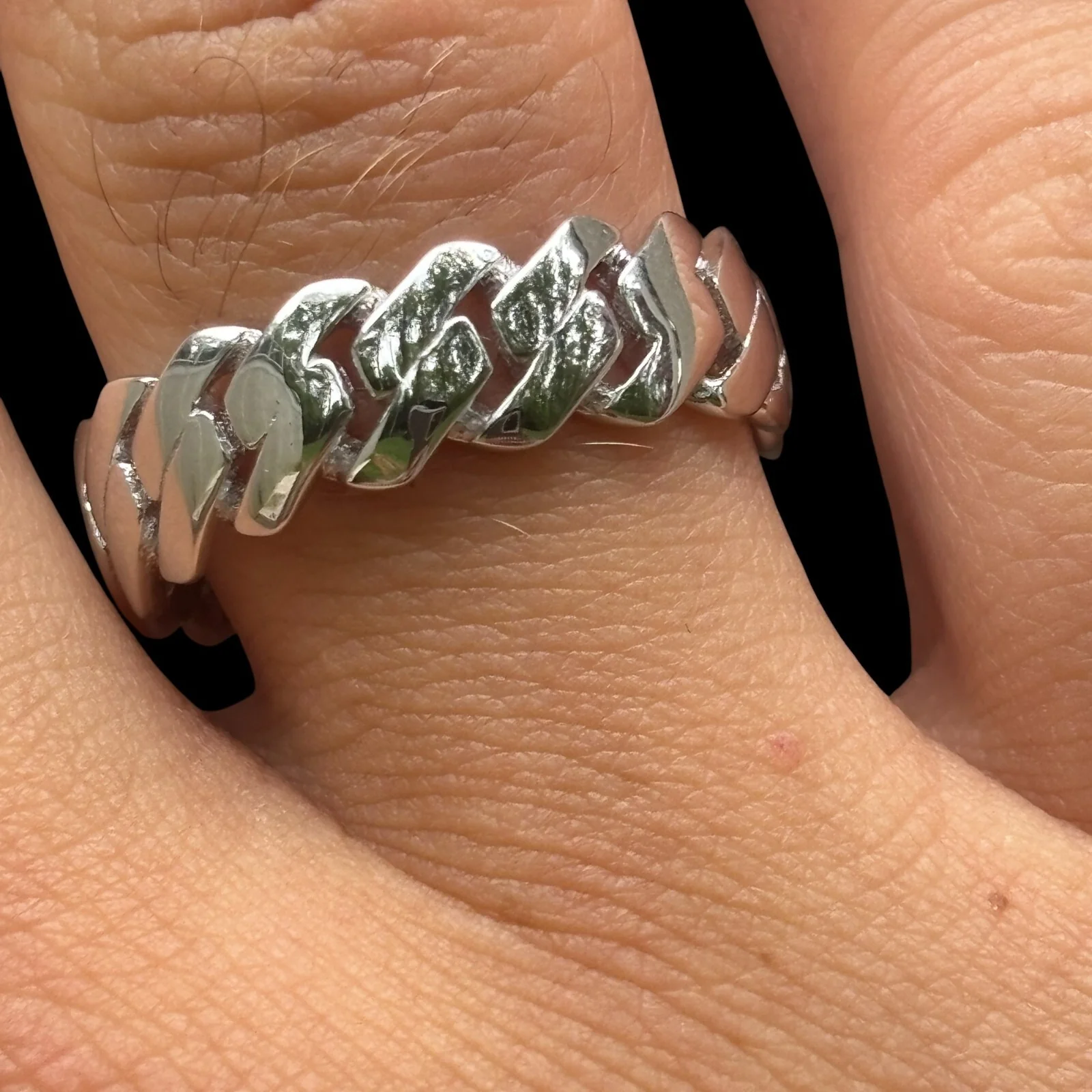 925 Sterling Silver Prong Cuban Ring - Image 3