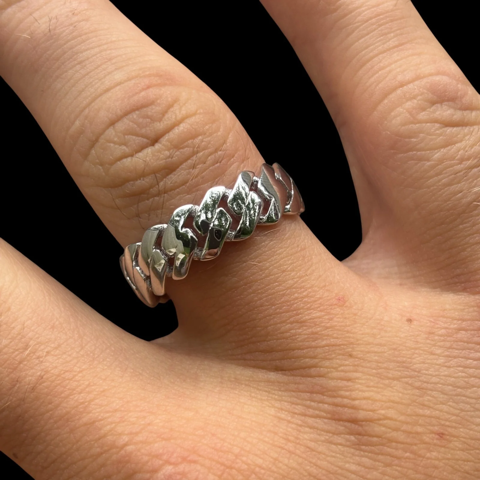 925 Sterling Silver Prong Cuban Ring - Image 4