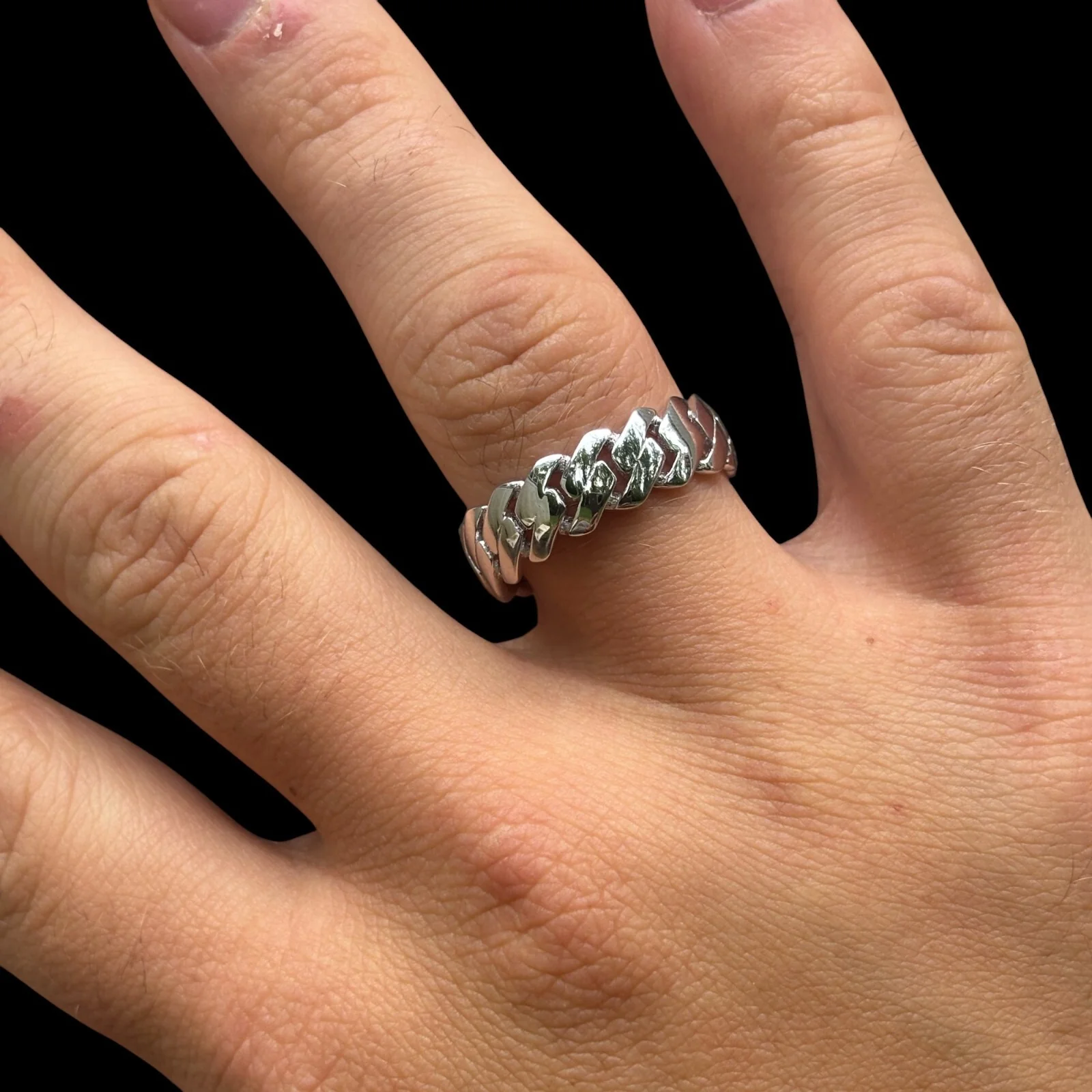 925 Sterling Silver Prong Cuban Ring - Image 5