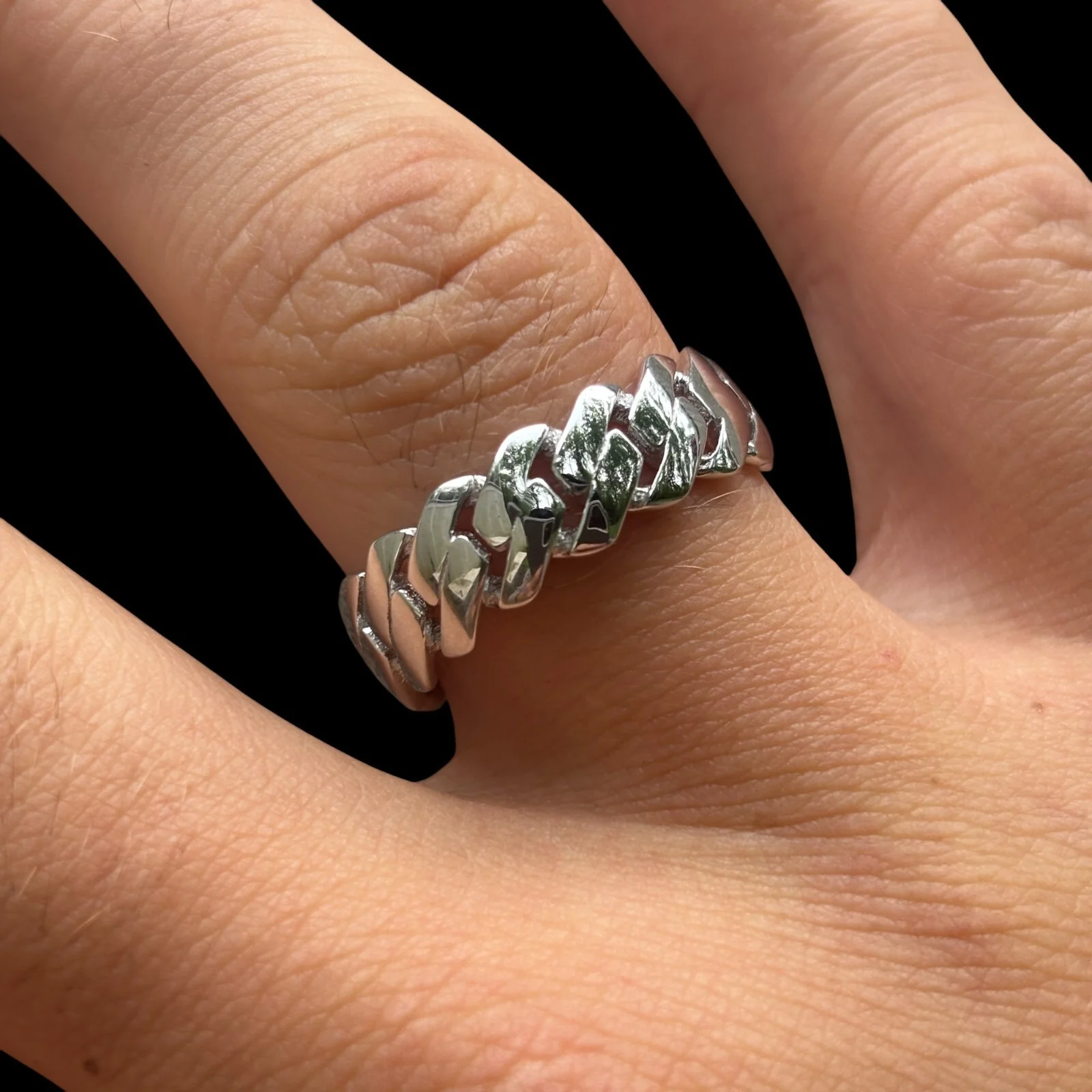 925 Sterling Silver Prong Cuban Ring - Image 6