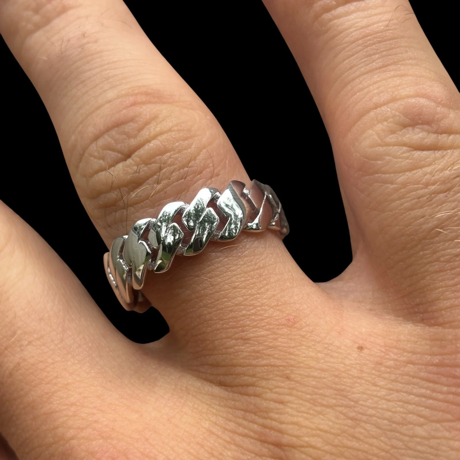 925 Sterling Silver Prong Cuban Ring - Image 7