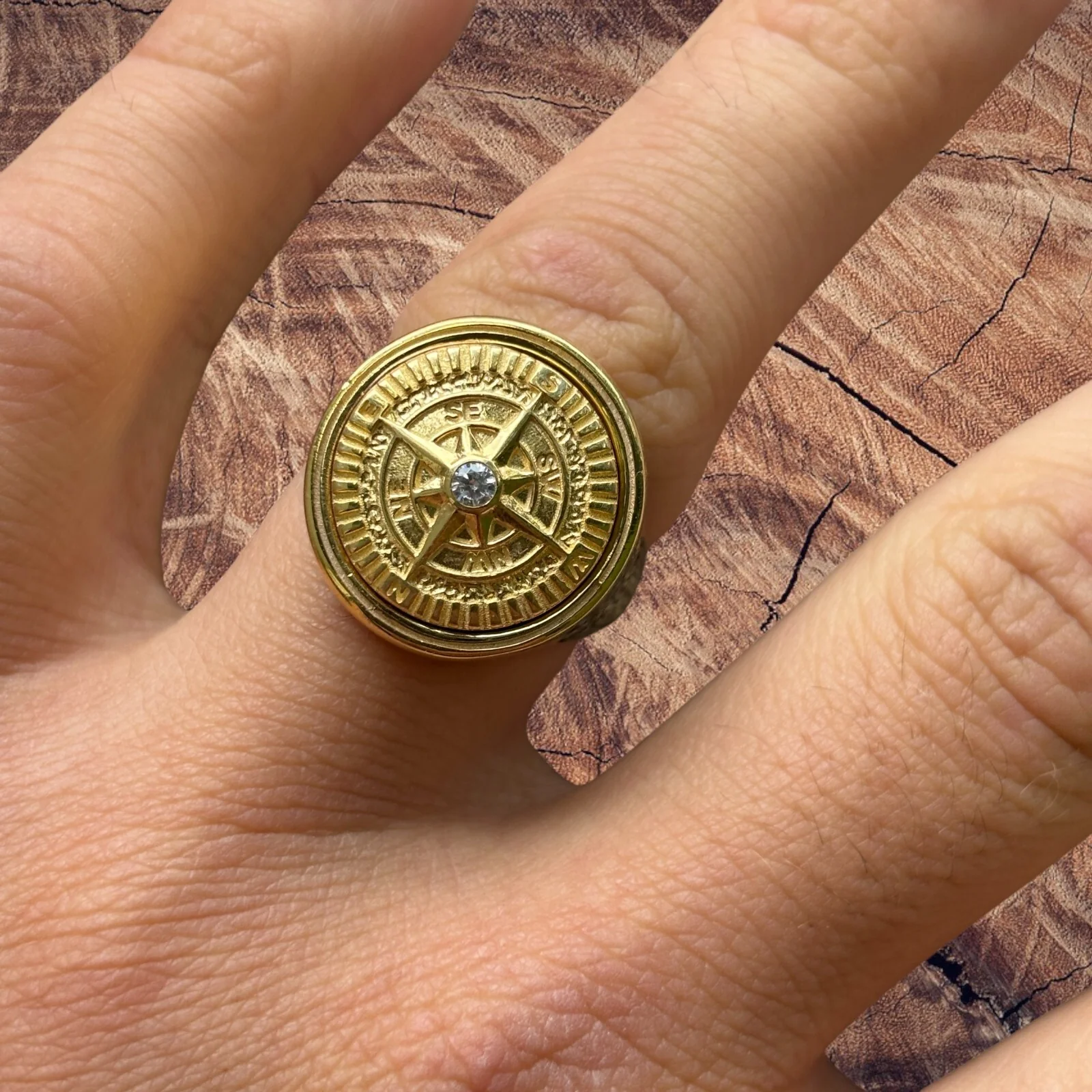 925 Sterling Silver Compass Ring - Image 8