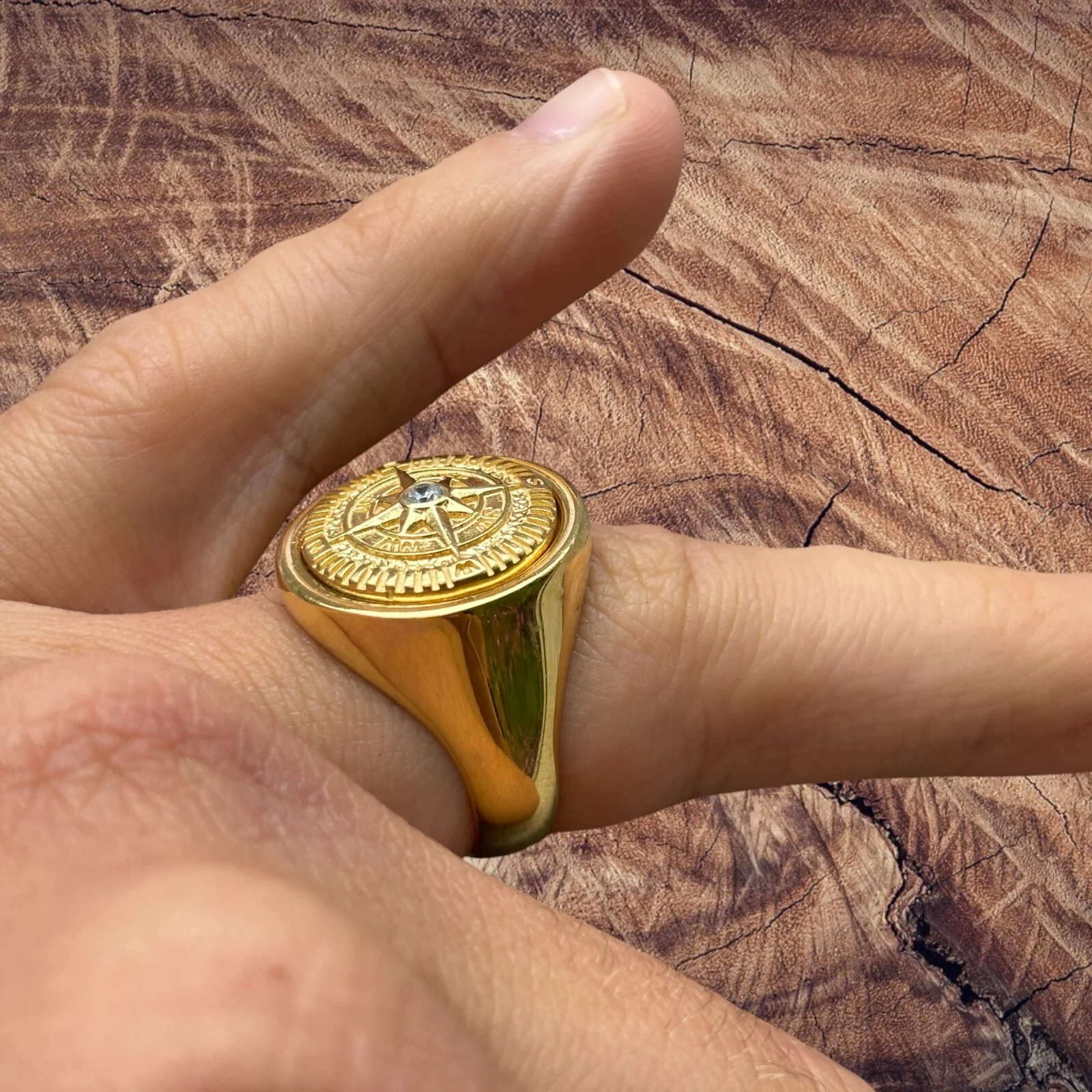 925 Sterling Silver Compass Ring - Image 9