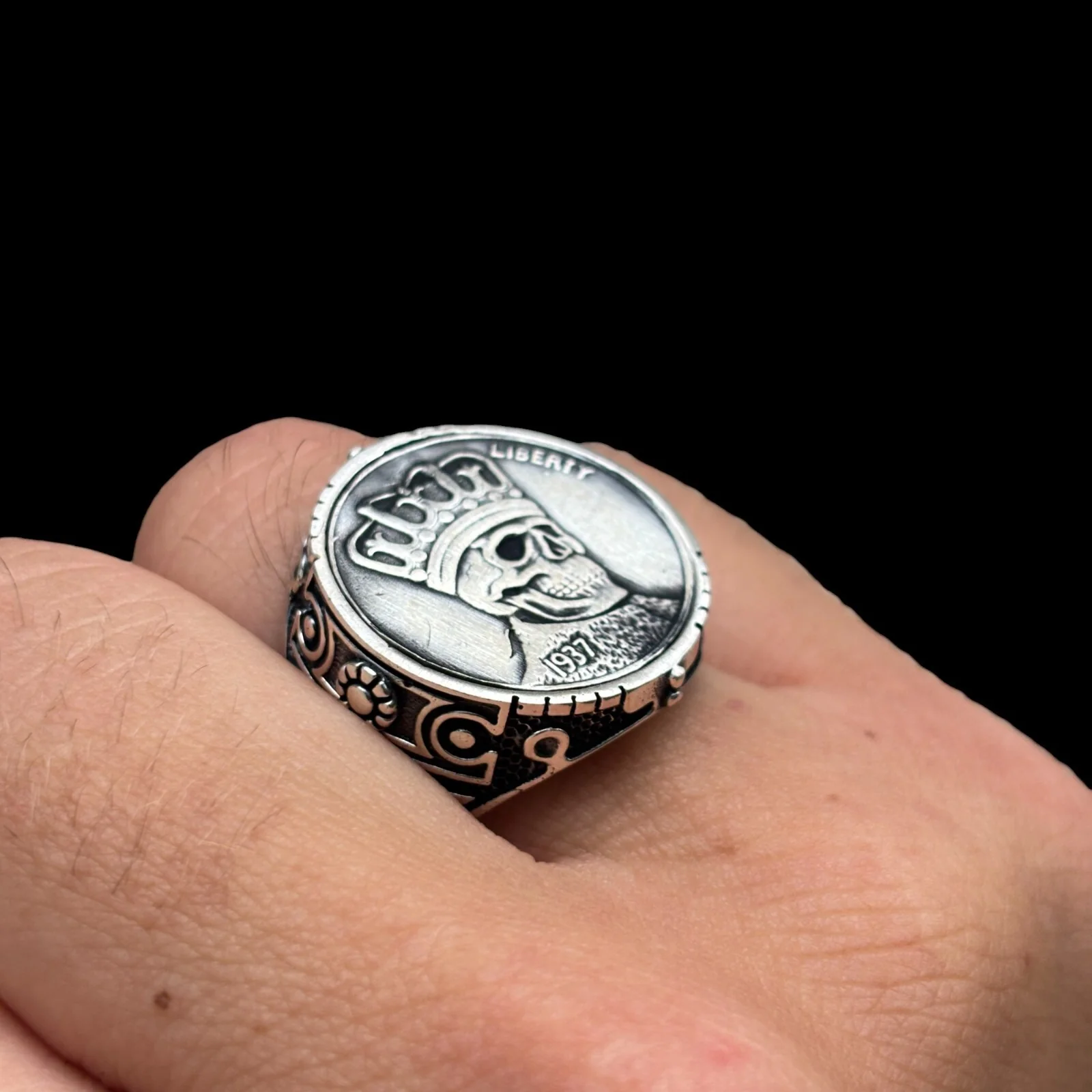 925 Sterling Silver Dead King Coin Ring - Image 3