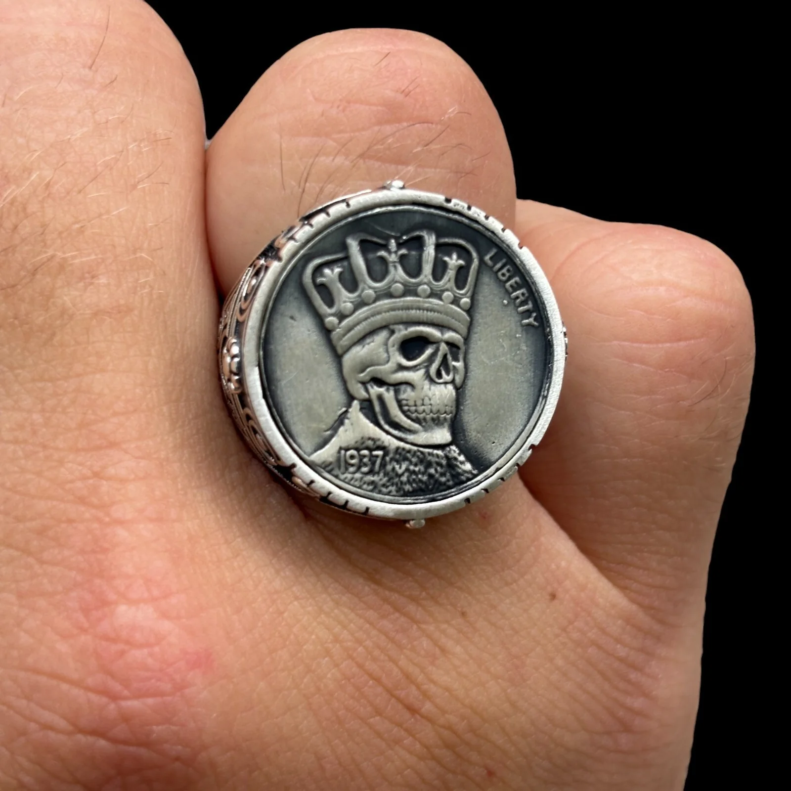 925 Sterling Silver Dead King Coin Ring - Image 5