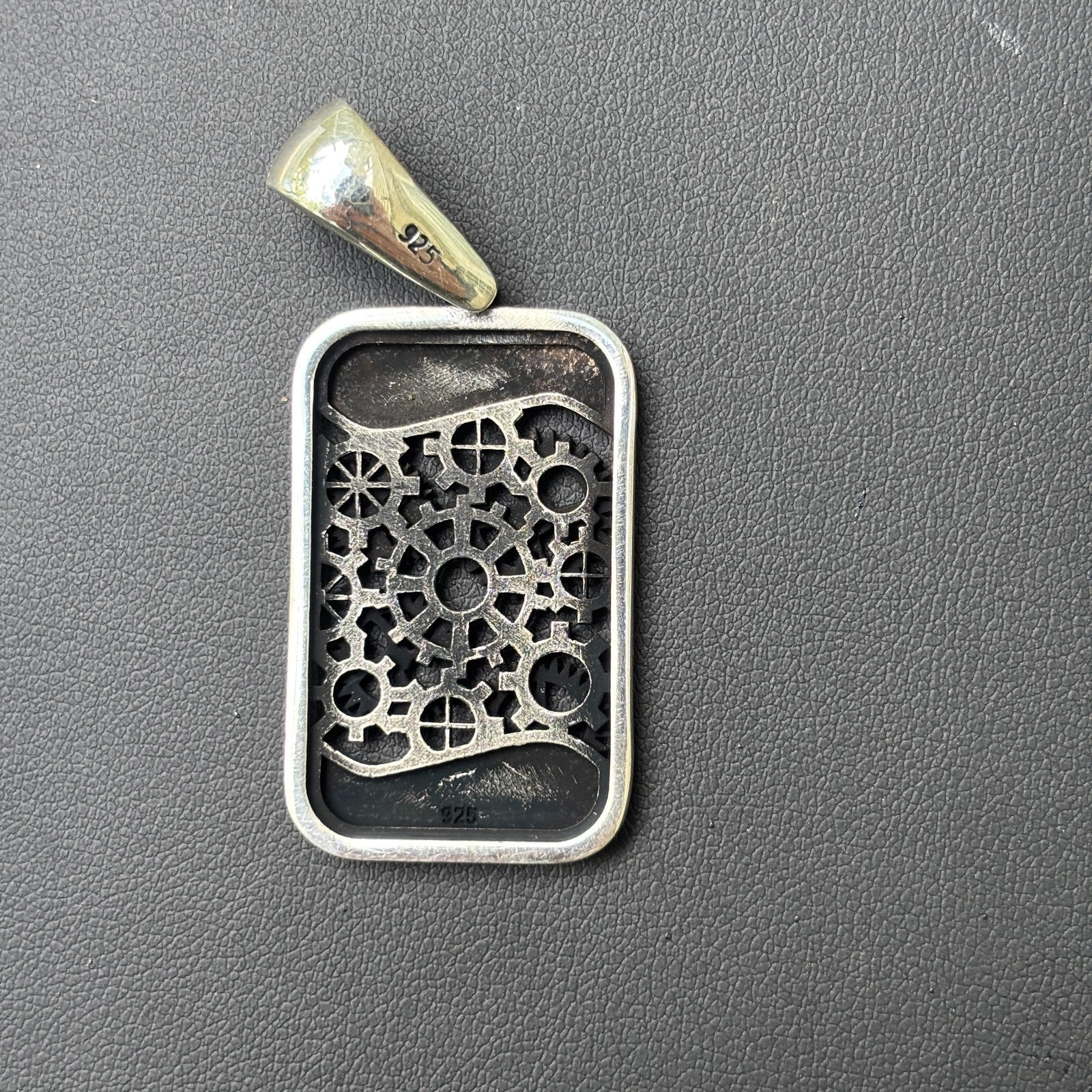 925 Sterling Silver Gears On A Dog Tag Pendant - Image 8