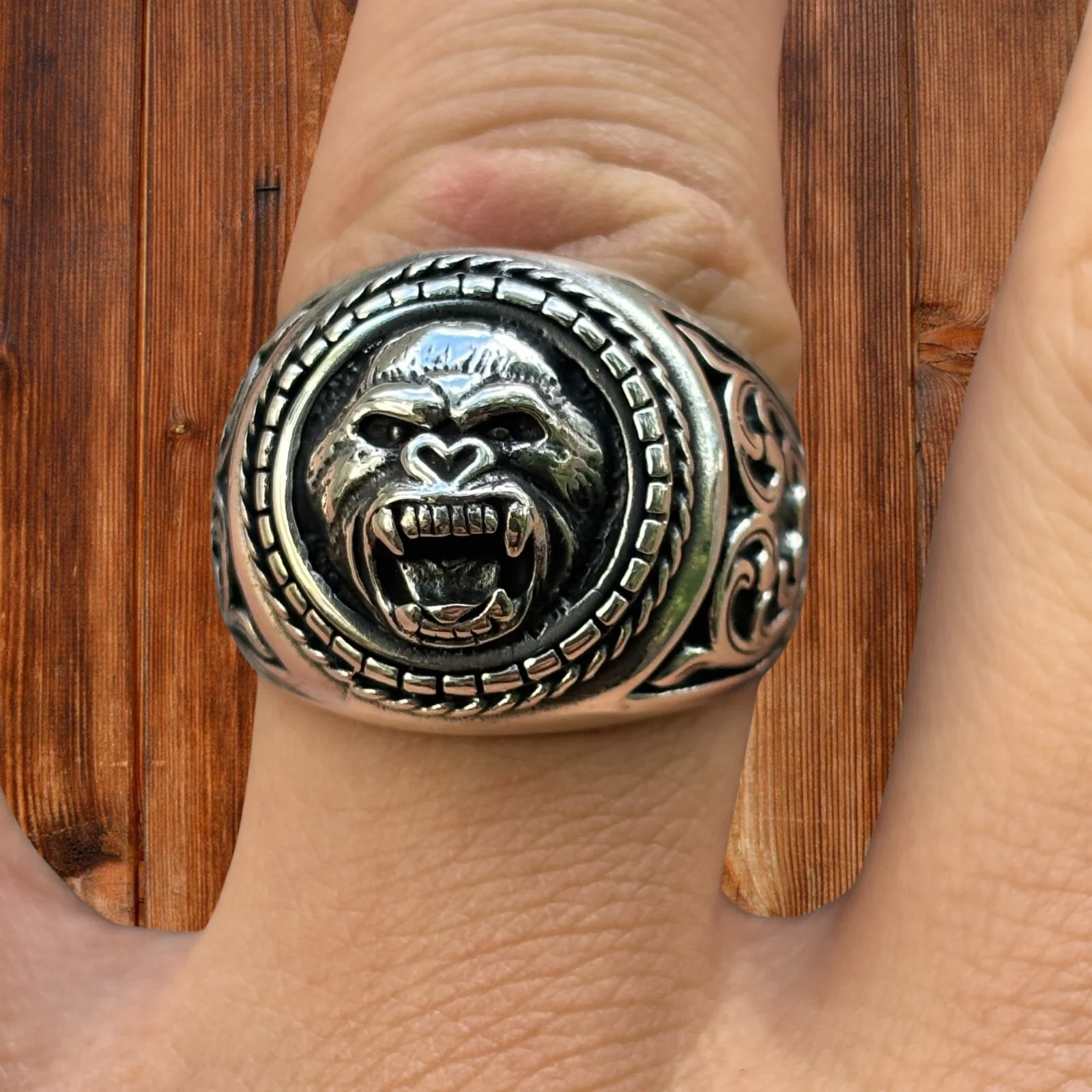 925 Sterling Silver Gorilla Ring - Image 4