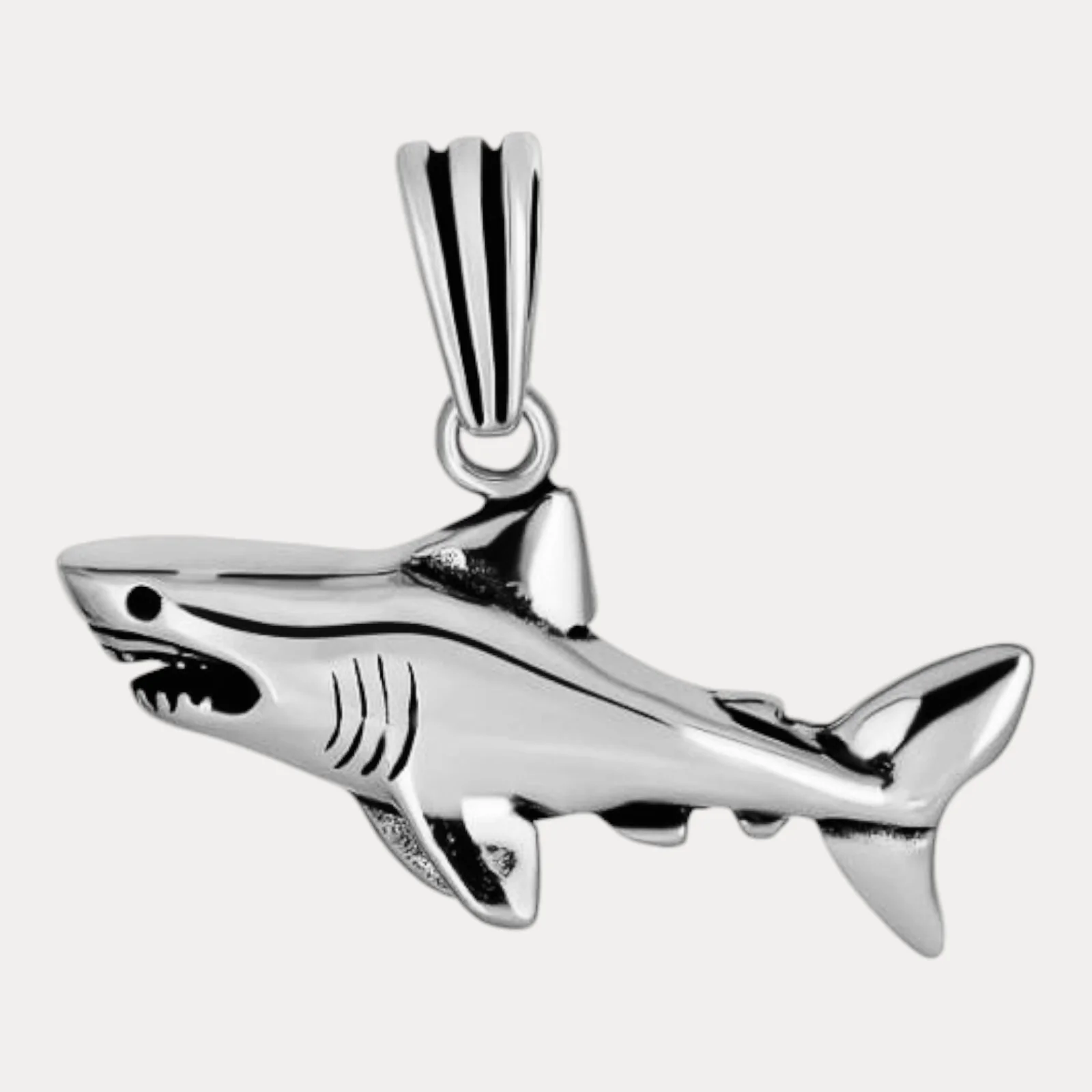 925 Sterling Silver Great White Shark Pendant