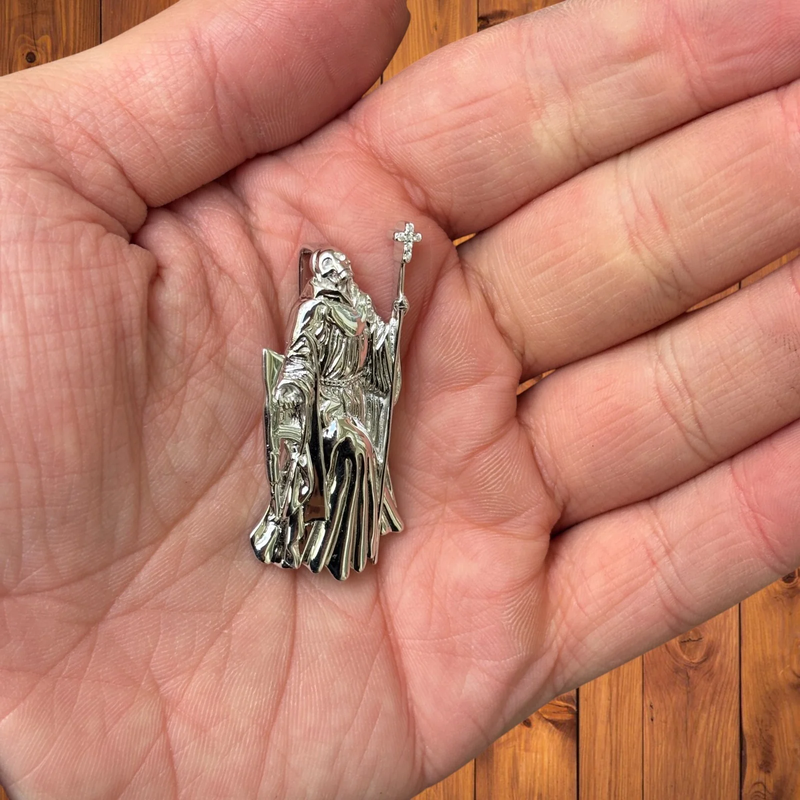925 Sterling Silver Grim Reaper Pendant With Moissanite - Image 7