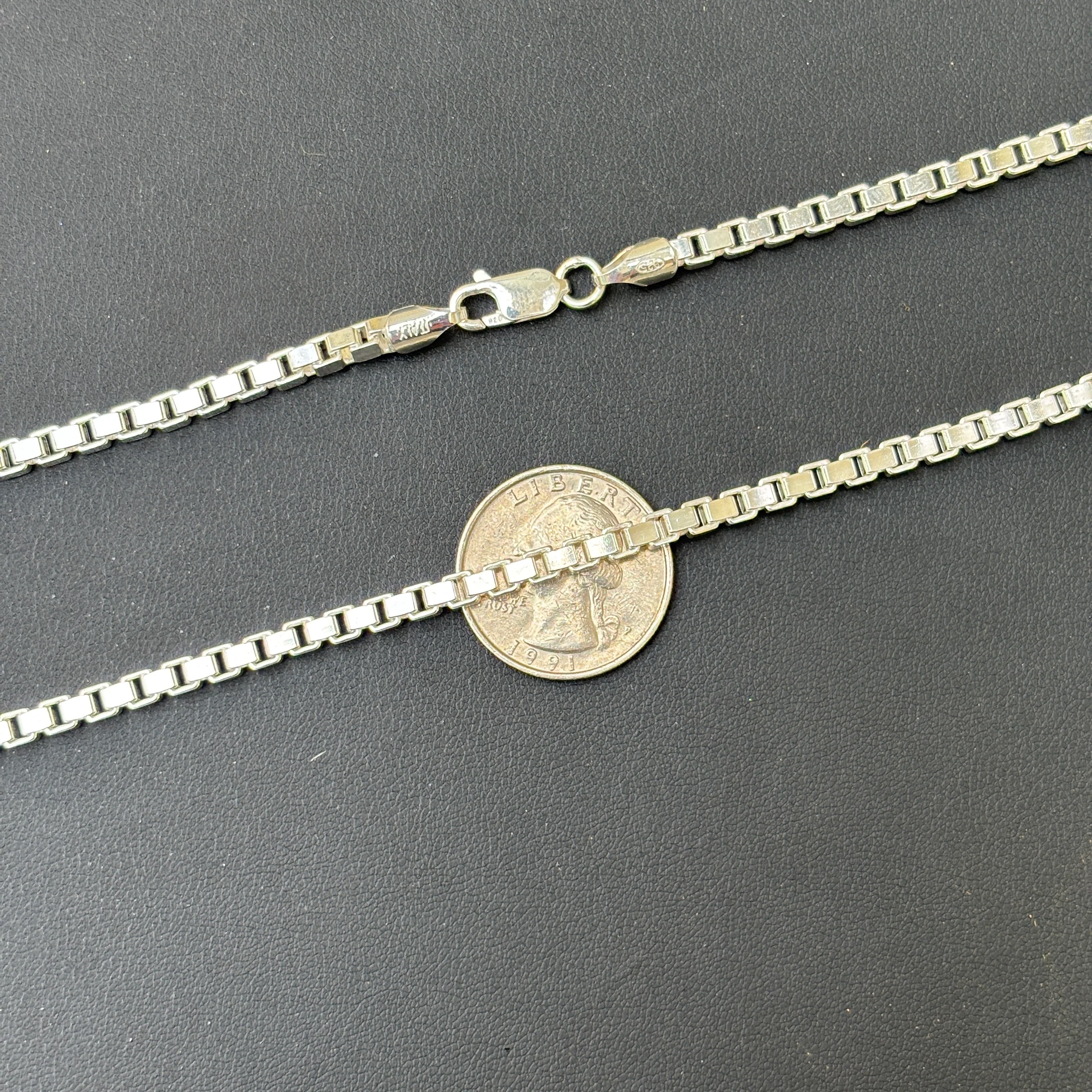 925 Sterling Silver 4mm Box Chain Necklace - Image 10