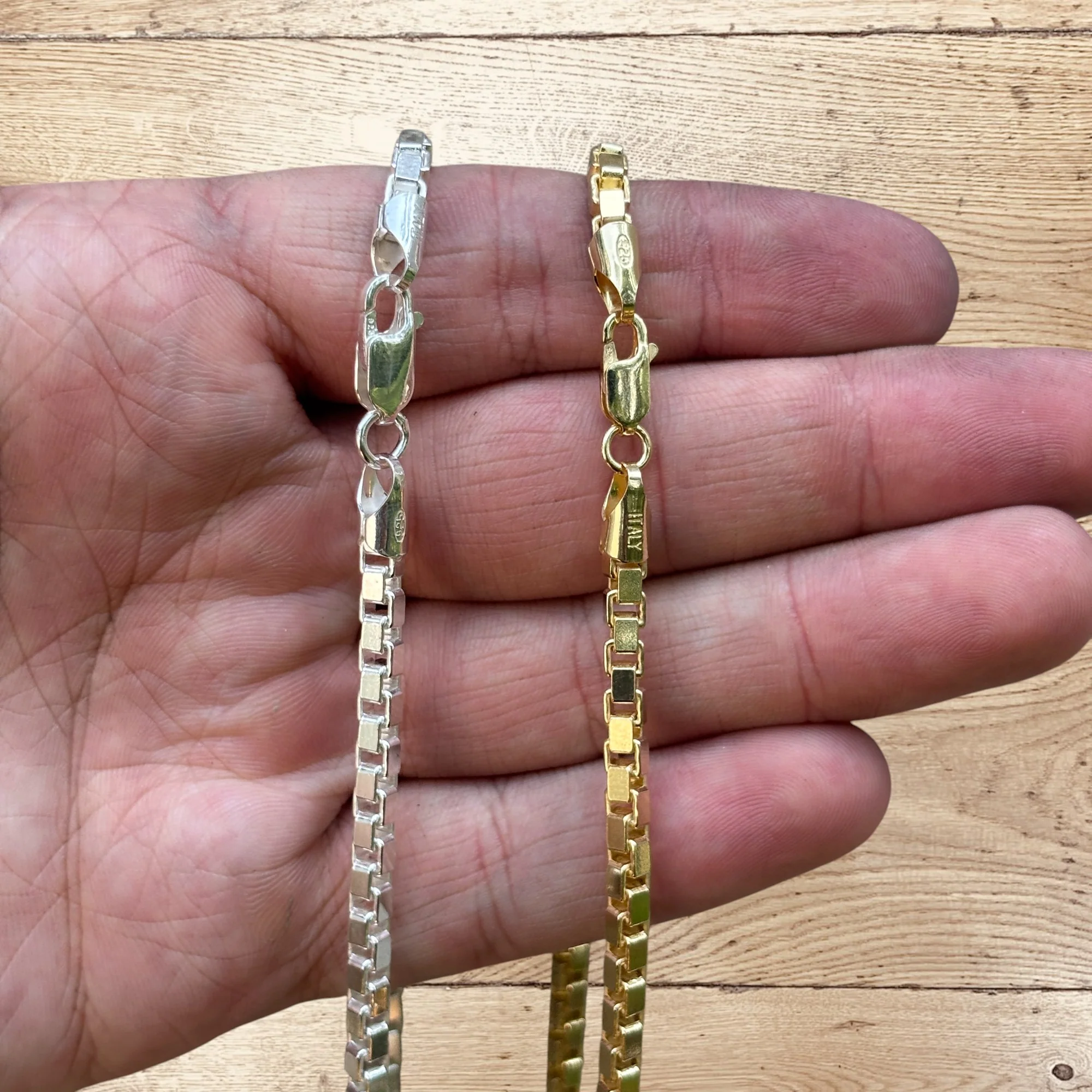 925 Sterling Silver 4mm Box Chain Necklace - Image 6