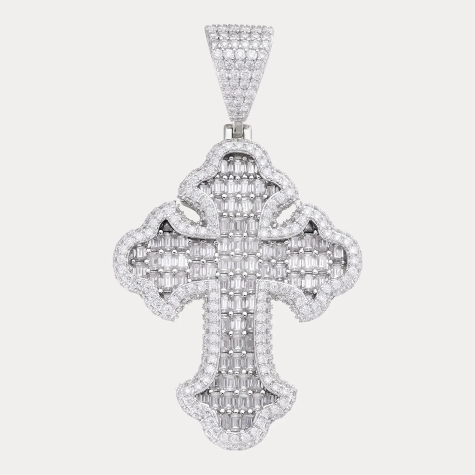 925 Sterling Silver Gothic Cross With Moissanite - Large