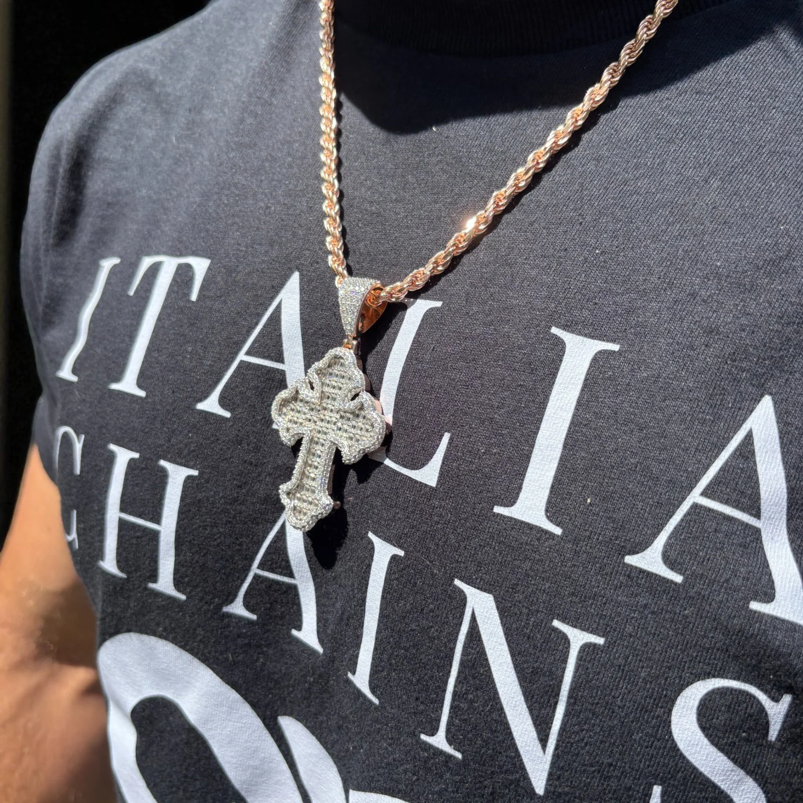 925 Sterling Silver Gothic Cross With Moissanite - Large - Image 18