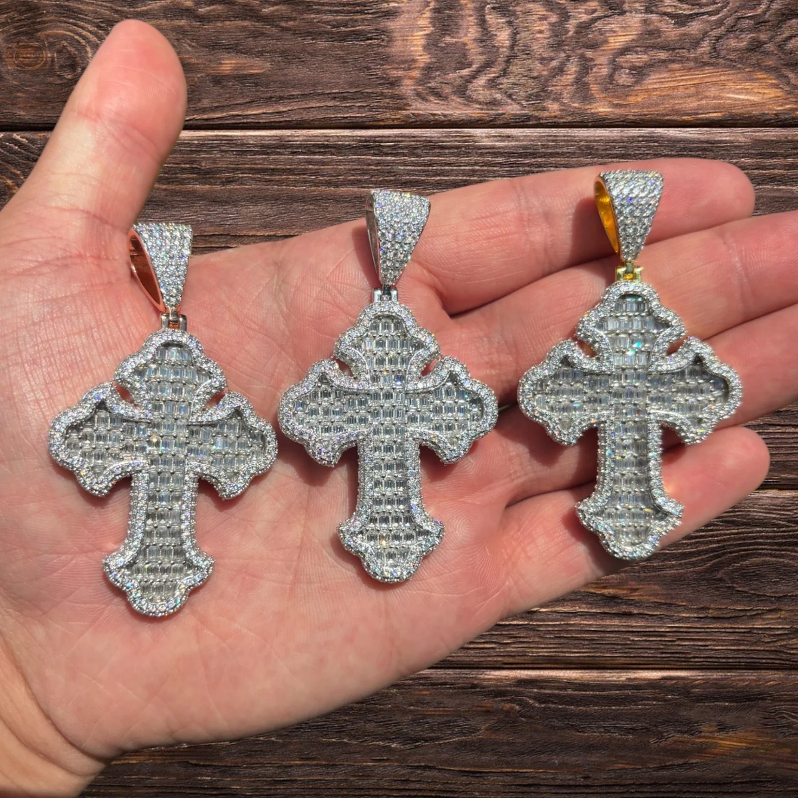 925 Sterling Silver Gothic Cross With Moissanite - Large - Image 9