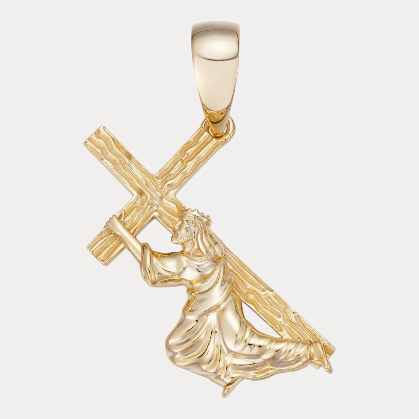 925 Sterling Silver Jesus Carrying Cross Pendant - Large - Image 2