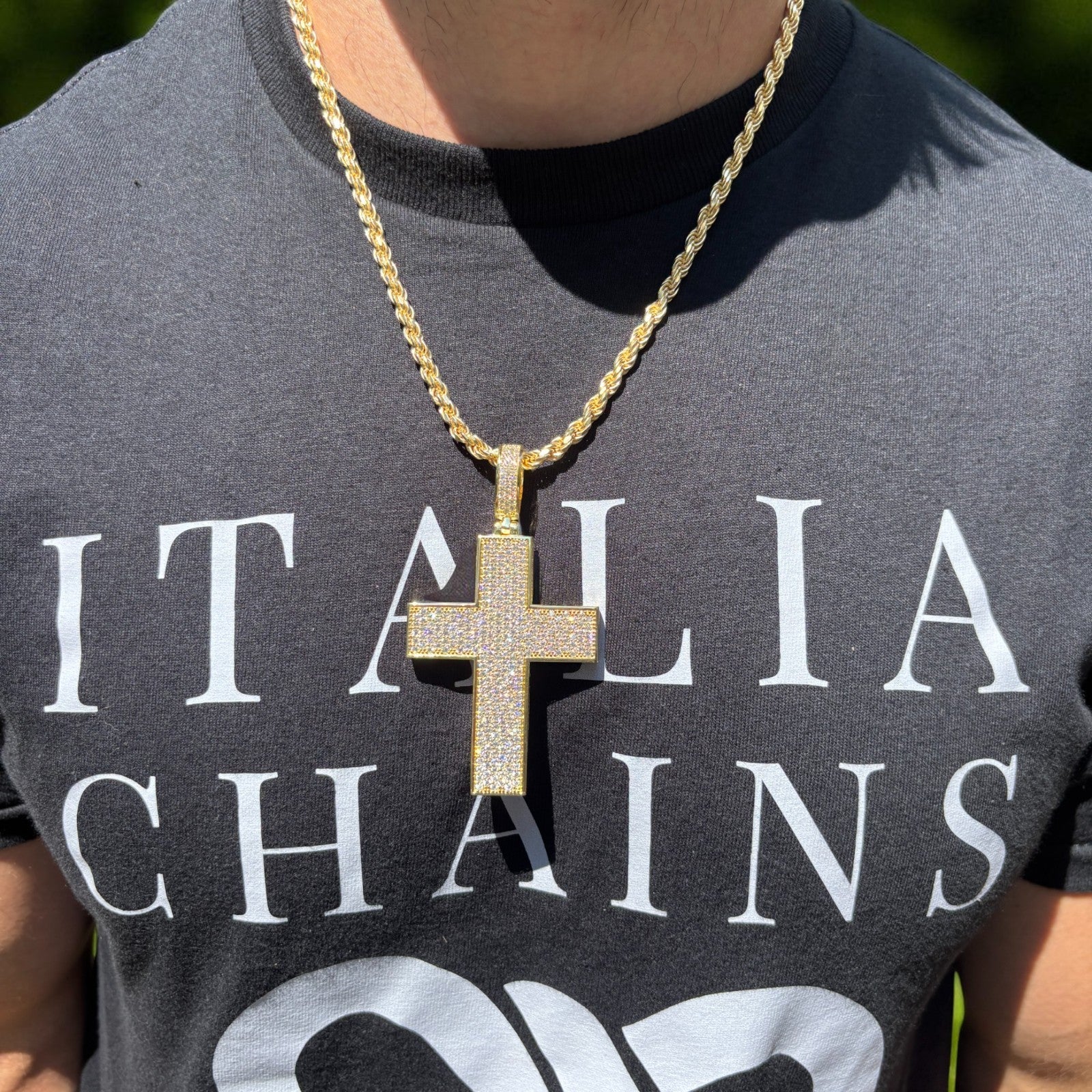 925 Sterling Silver 3D Cross Pendant With Moissanite - Large - Image 13