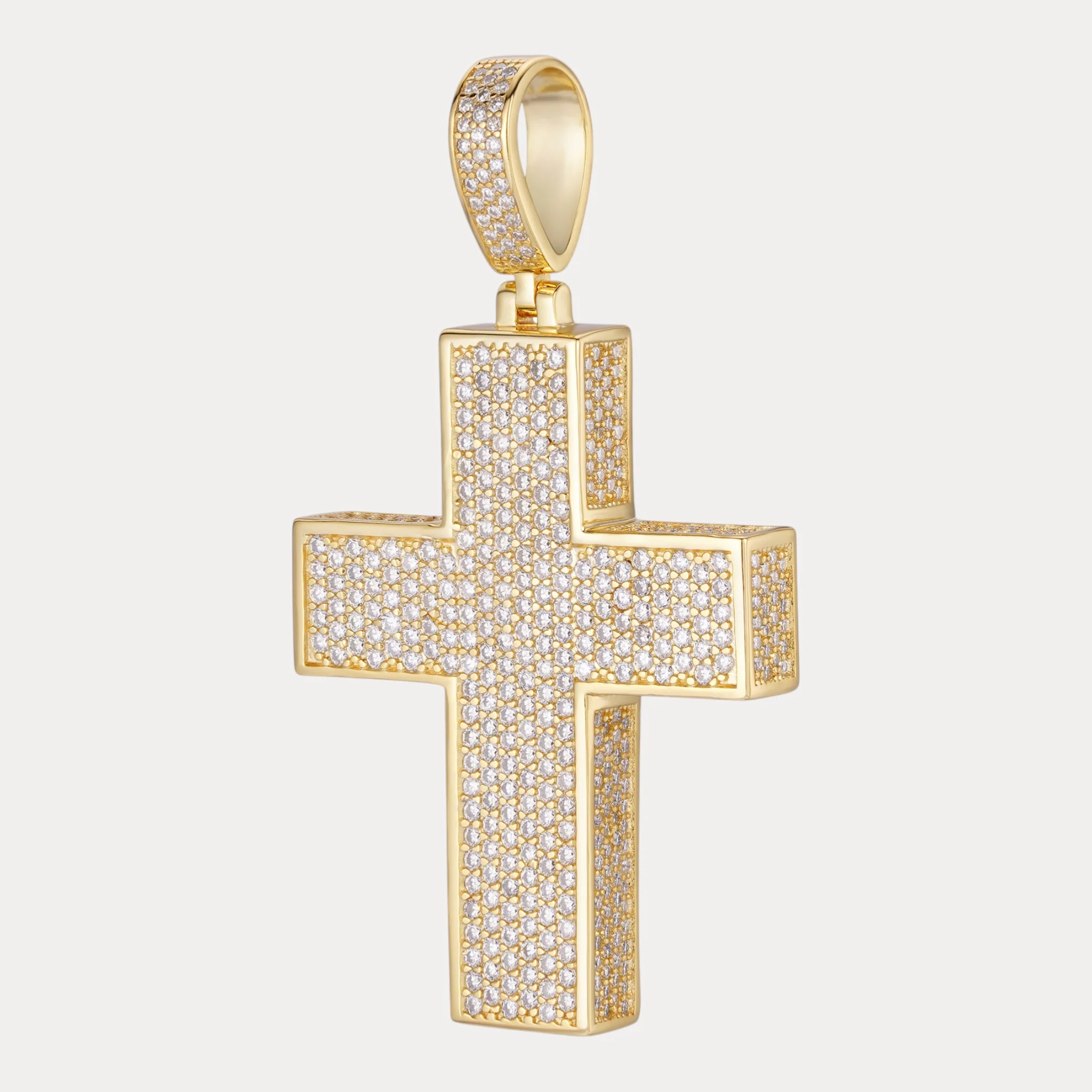 925 Sterling Silver 3D Cross Pendant With Moissanite - Large - Image 2