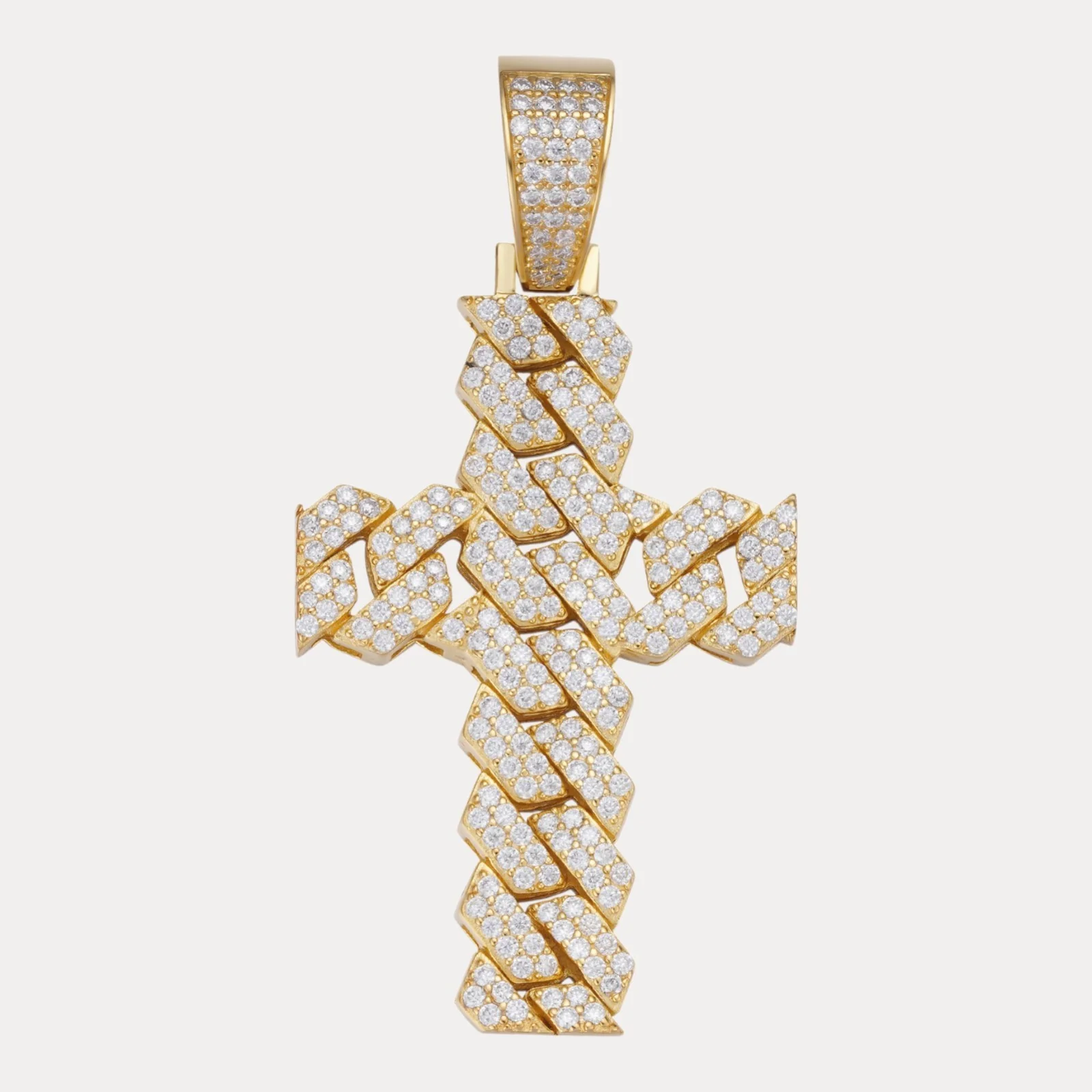 925 Sterling Silver Cuban Prong Cross With Moissanite - Large - Image 2