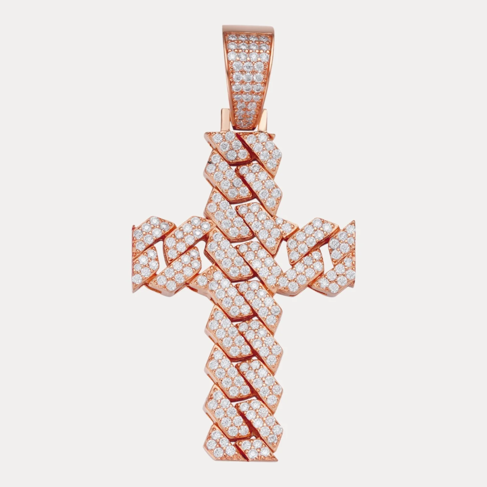 925 Sterling Silver Cuban Prong Cross With Moissanite - Large - Image 3