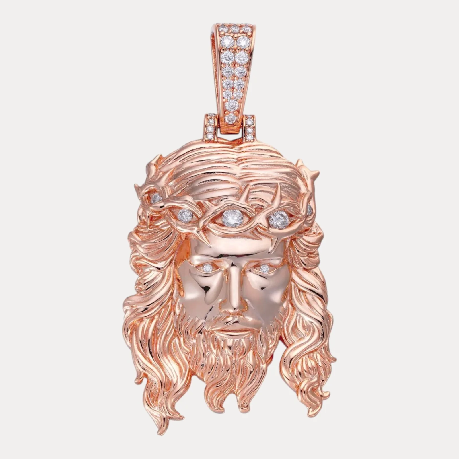 925 Sterling Silver Jesus Pendant With Moissanite - Large - Image 3