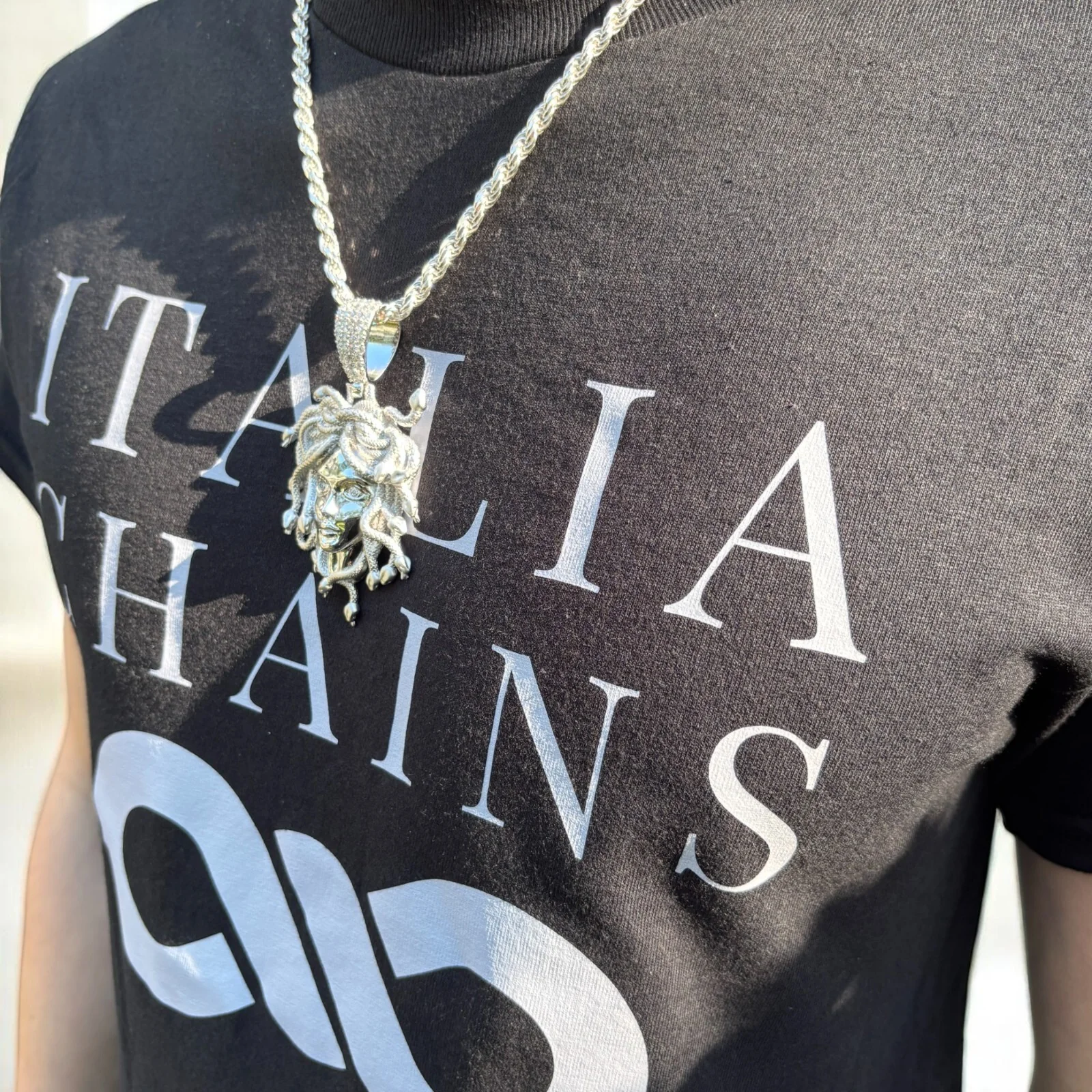 925 Sterling Silver Medusa Head Pendant With Moissanite - Large - Image 12