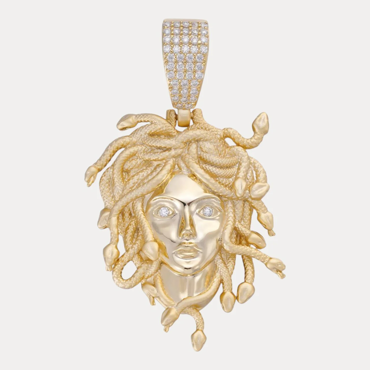 925 Sterling Silver Medusa Head Pendant With Moissanite - Large - Image 2