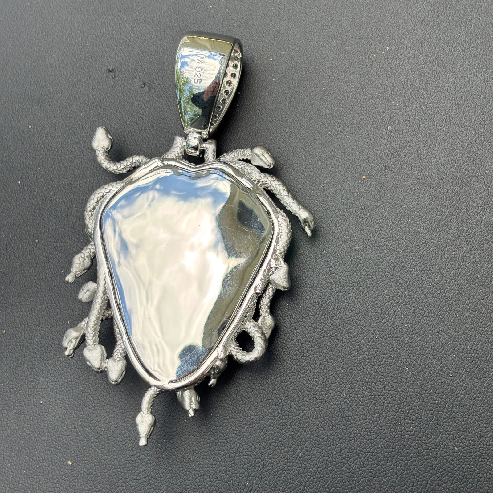 925 Sterling Silver Medusa Head Pendant With Moissanite - Large - Image 5