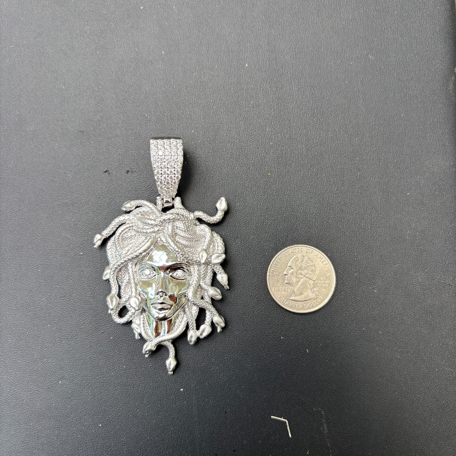 925 Sterling Silver Medusa Head Pendant With Moissanite - Large - Image 6
