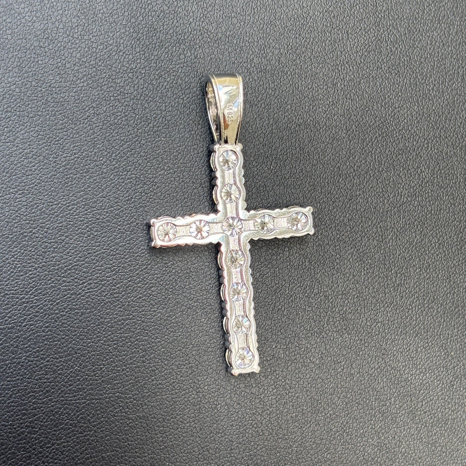 925 Sterling Silver Tennis Cross Pendant With Moissanite - Large - Image 11