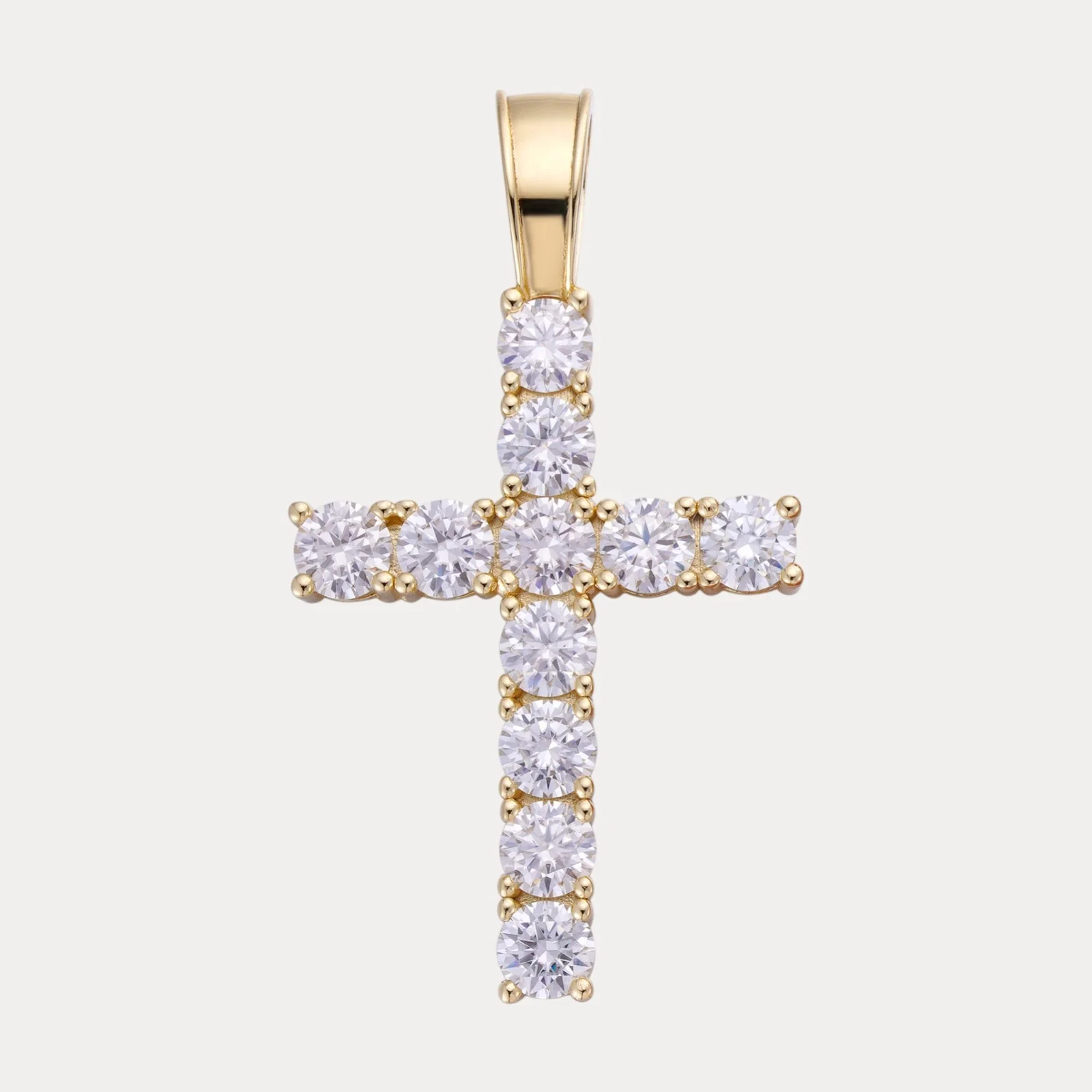 925 Sterling Silver Tennis Cross Pendant With Moissanite - Large - Image 2