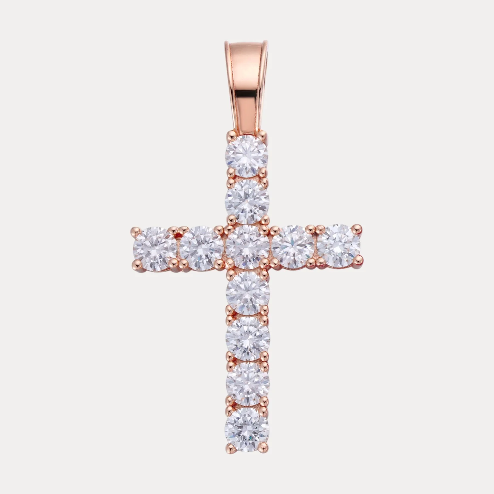 925 Sterling Silver Tennis Cross Pendant With Moissanite - Large - Image 3