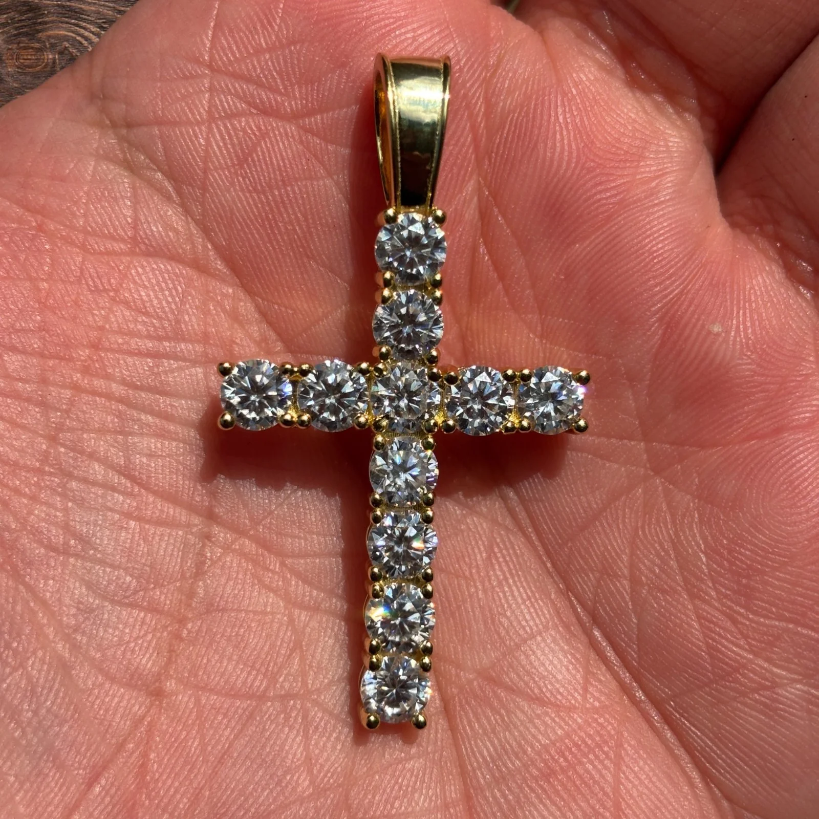 925 Sterling Silver Tennis Cross Pendant With Moissanite - Large - Image 7