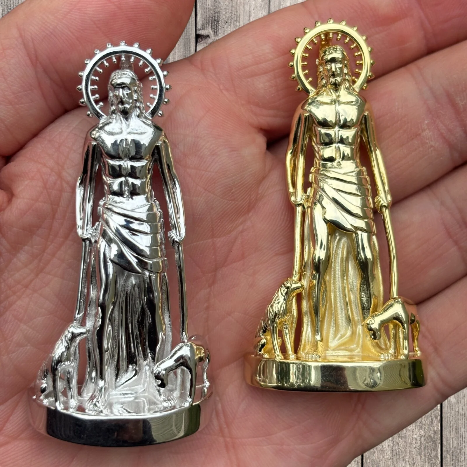925 Sterling Silver St Lazarus San Lazaro Pendant - Large - Image 3
