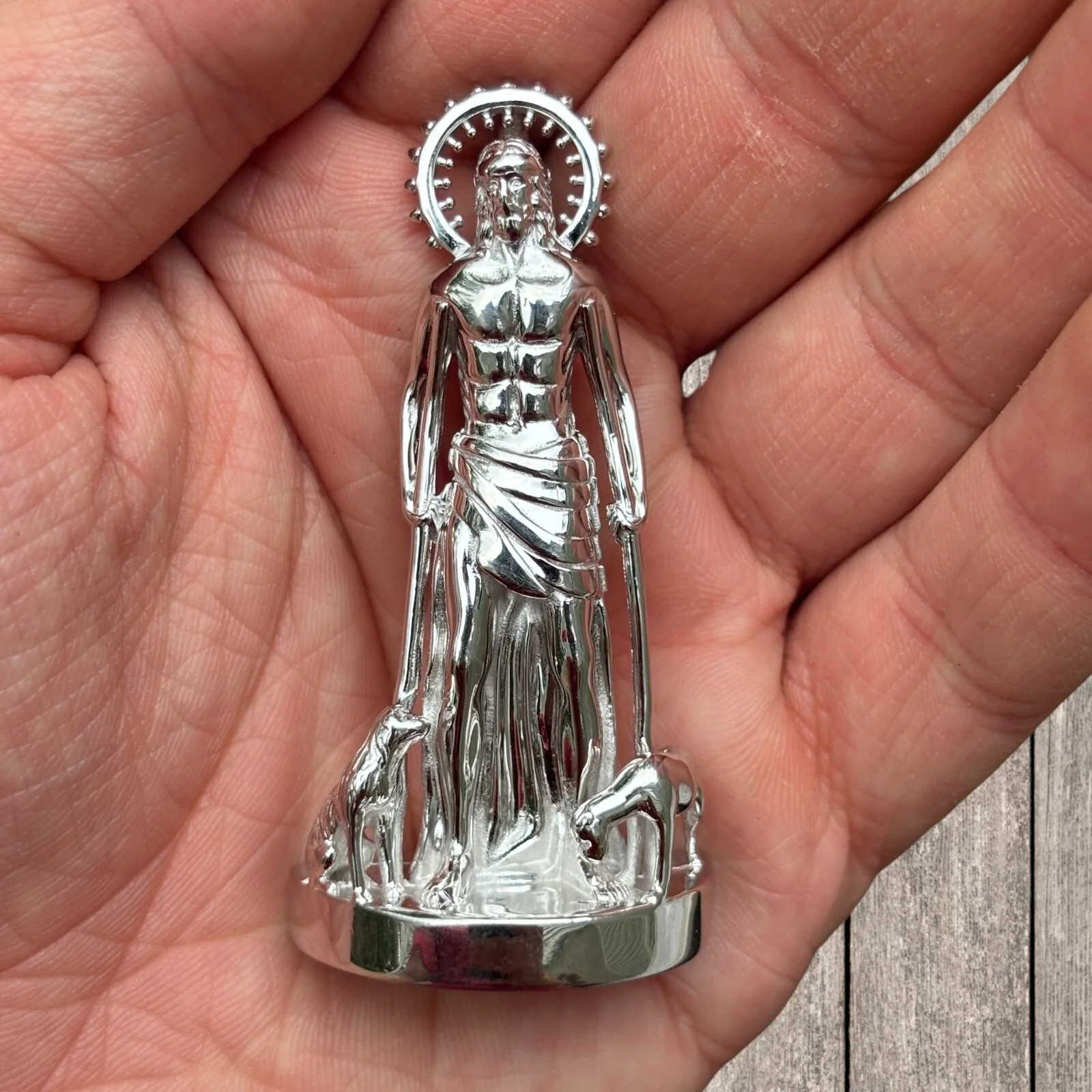 925 Sterling Silver St Lazarus San Lazaro Pendant - Large - Image 5