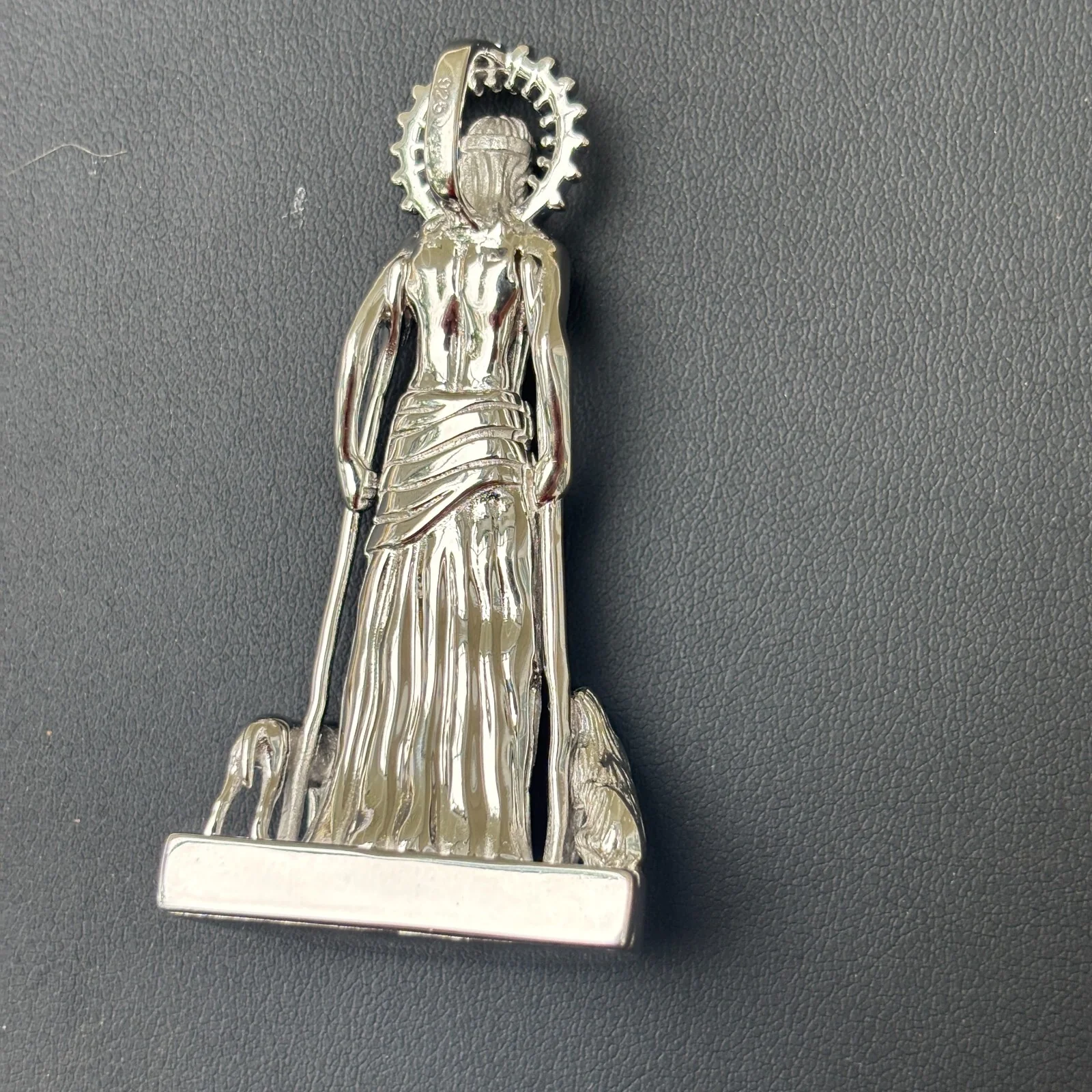 925 Sterling Silver St Lazarus San Lazaro Pendant - Large - Image 7
