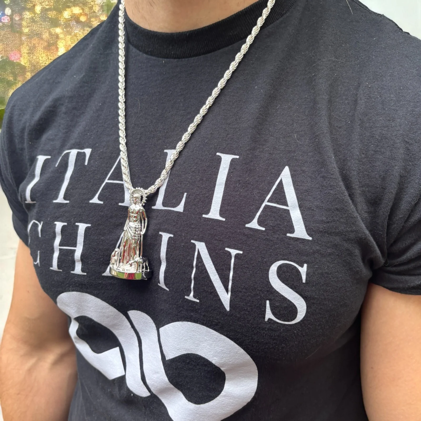 925 Sterling Silver St Lazarus San Lazaro Pendant - Large - Image 9