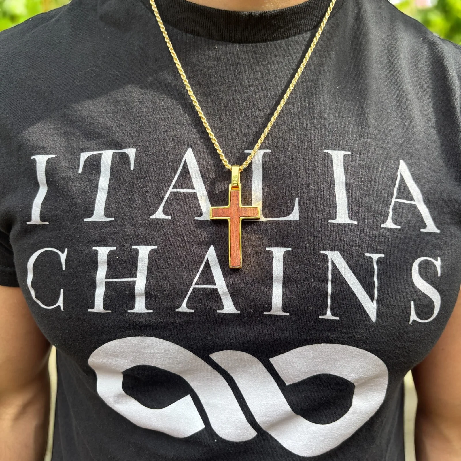 925 Sterling Silver Wooden Cross Pendant - Large - Image 10
