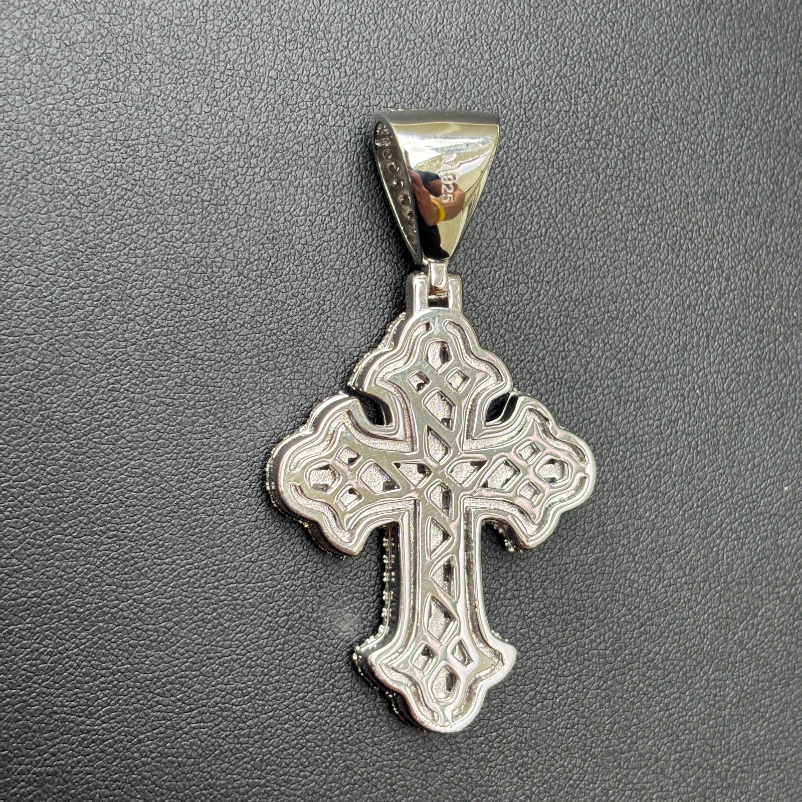 925 Sterling Silver Gothic Cross With Moissanite - Medium - Image 11