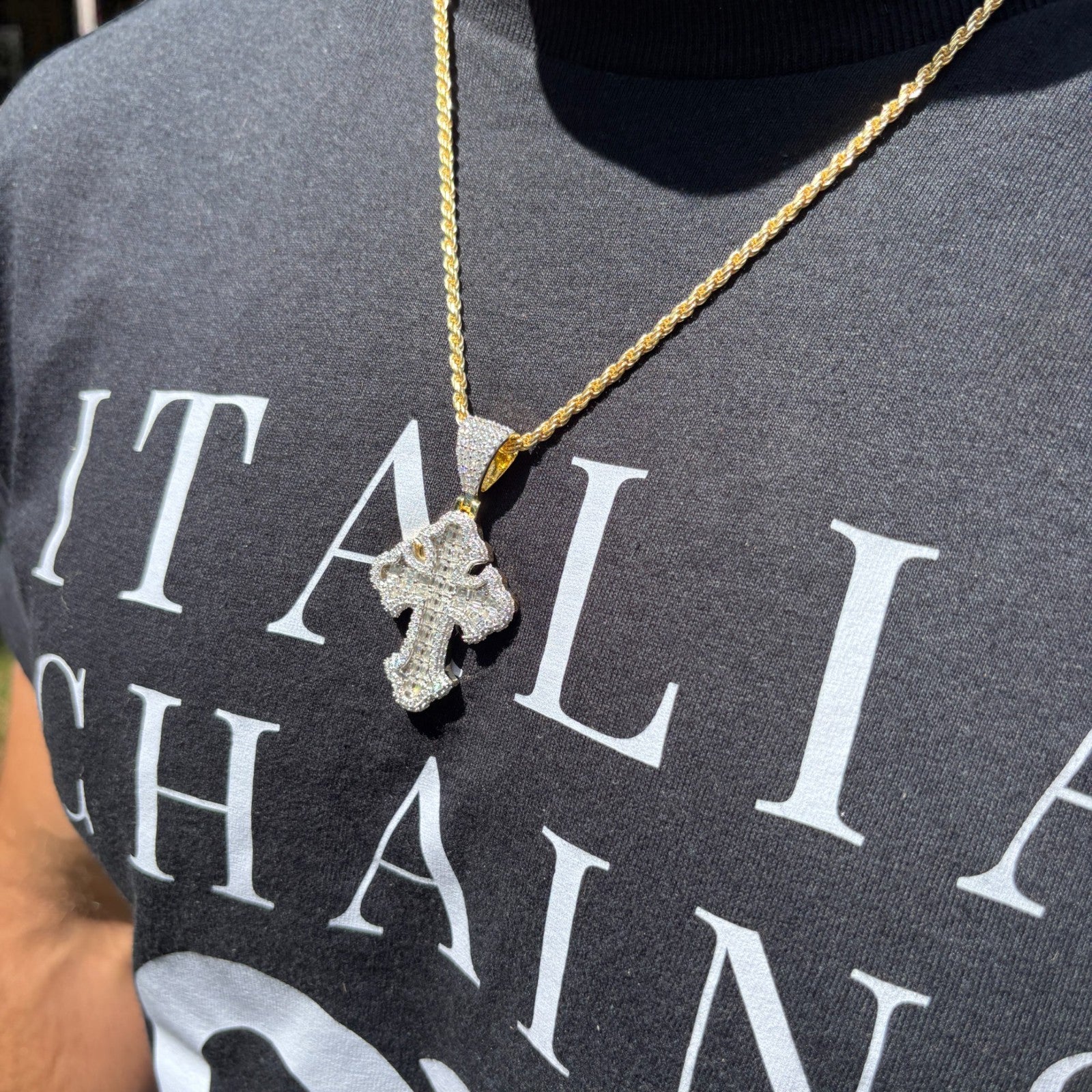 925 Sterling Silver Gothic Cross With Moissanite - Medium - Image 16
