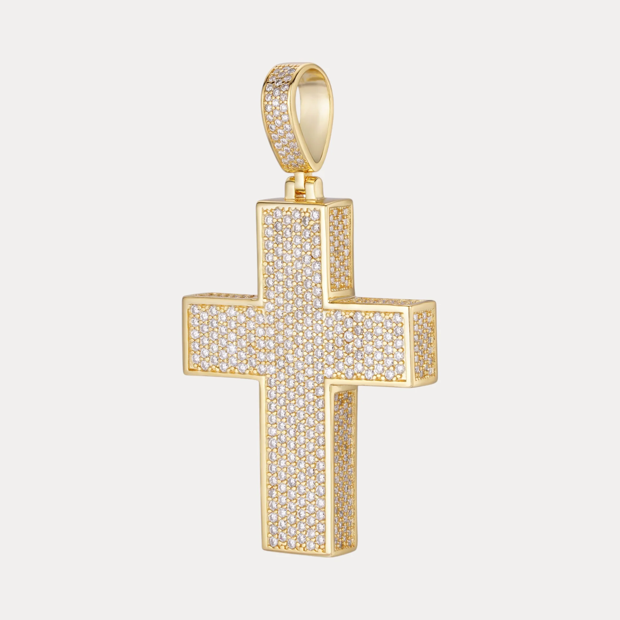925 Sterling Silver 3D Cross Pendant With Moissanite - Medium - Image 2