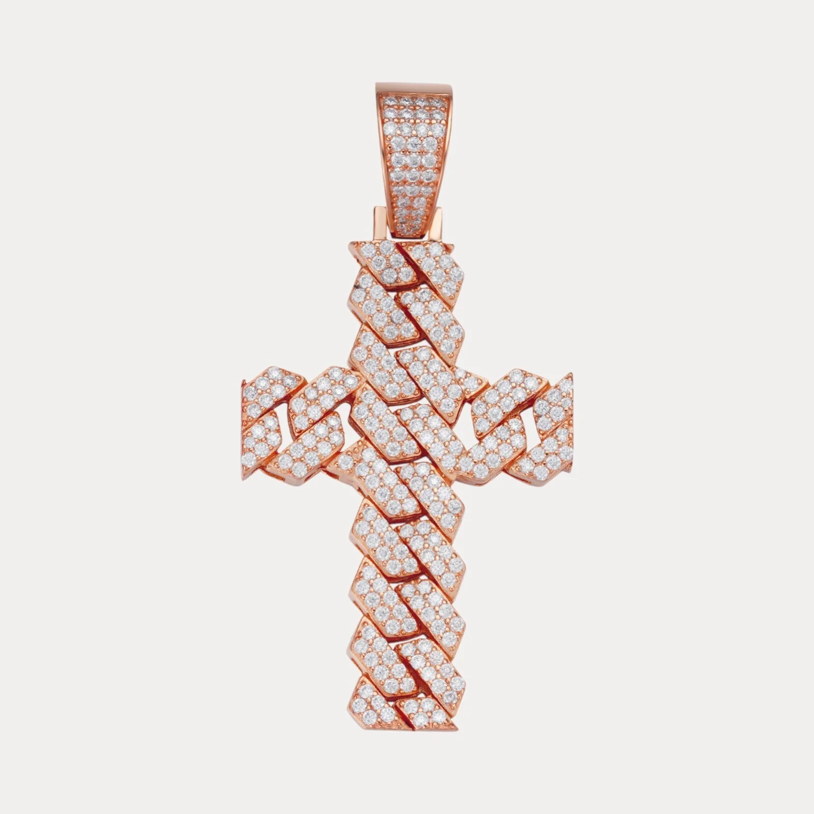 925 Sterling Silver Cuban Prong Cross With Moissanite - Medium - Image 3