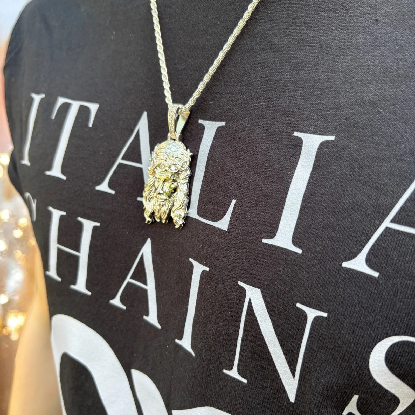 925 Sterling Silver Jesus Pendant With Moissanite - Medium - Image 12