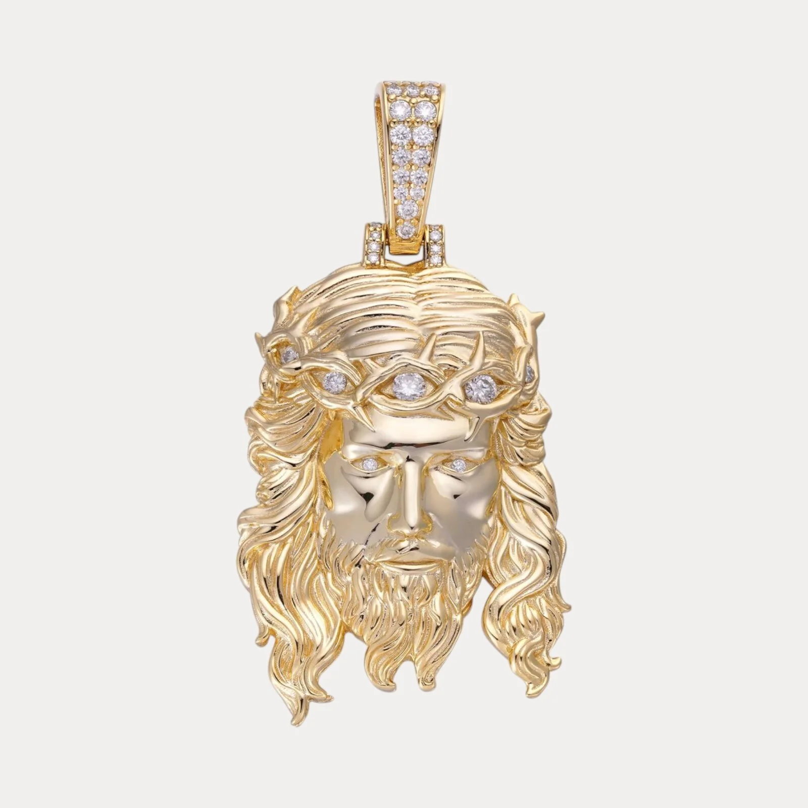 925 Sterling Silver Jesus Pendant With Moissanite - Medium - Image 2