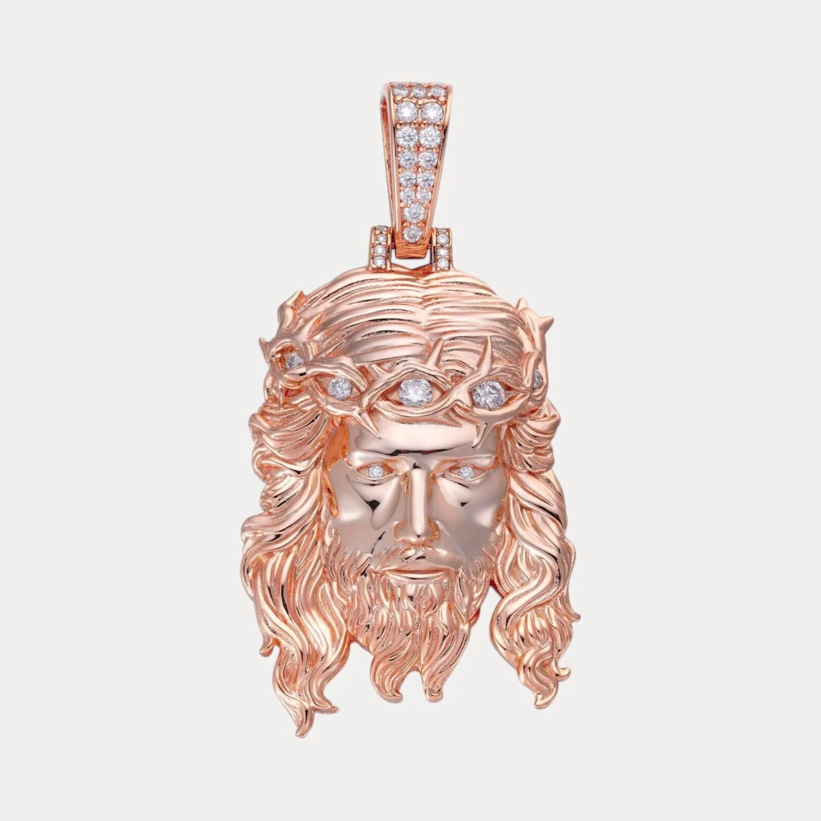 925 Sterling Silver Jesus Pendant With Moissanite - Medium - Image 3